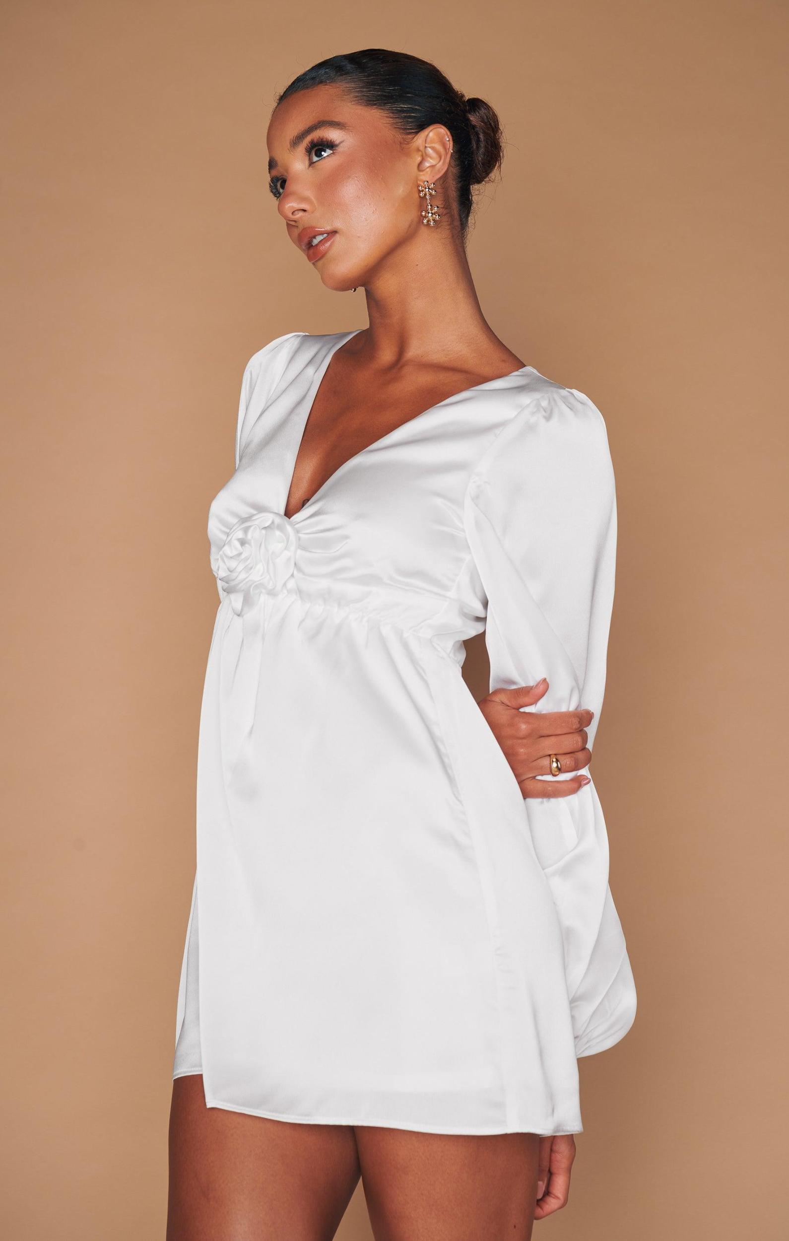 Rosetta Mini Dress ~ Ivory Luxe Satin Product Image