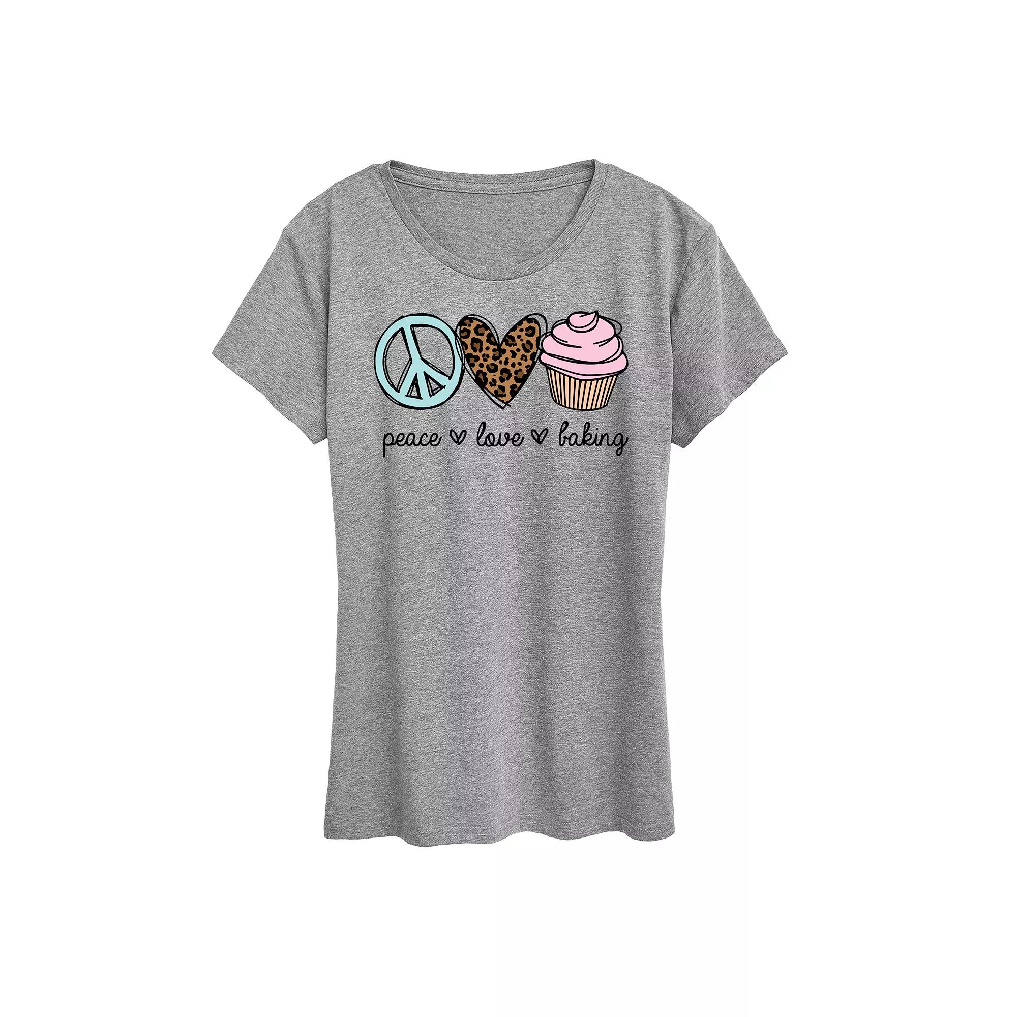 Women's Peace Love Baking Graphic Tee,  Product Image