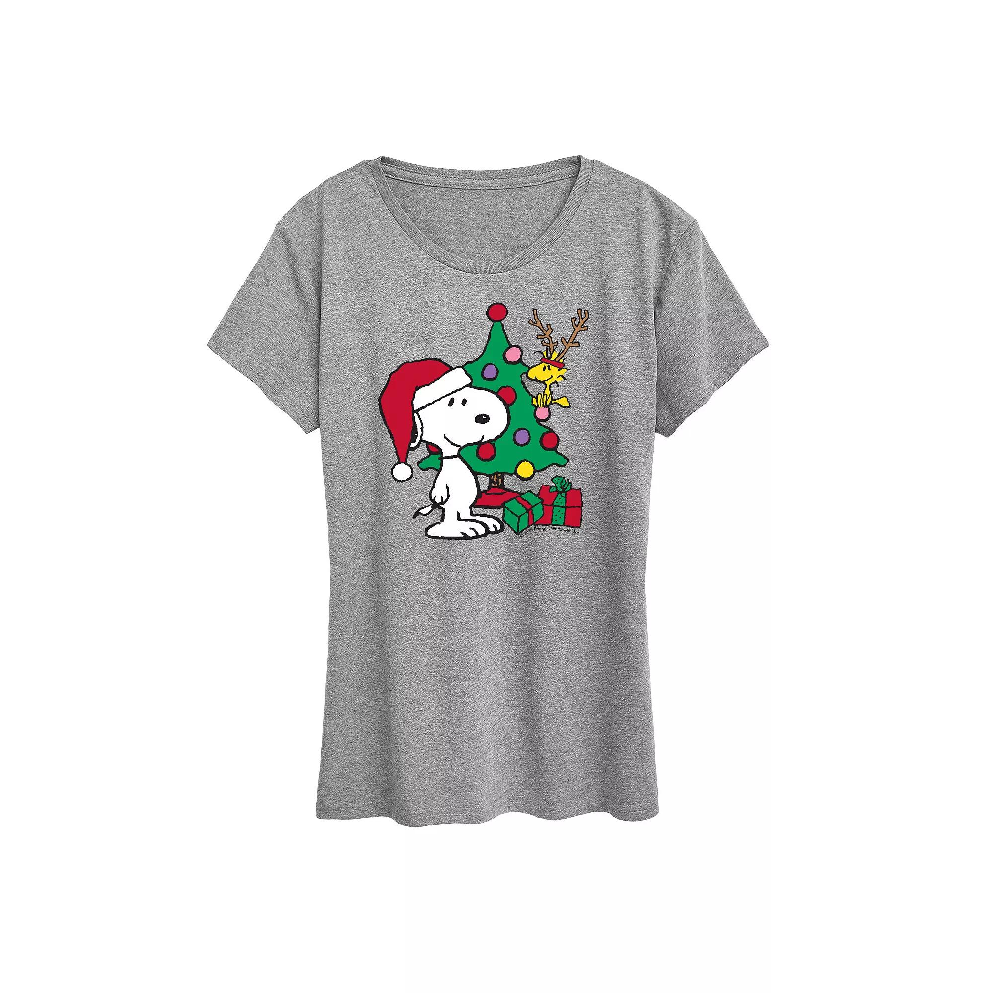 Women's Peanuts Snoopy & Woodstock Happy Holidays Graphic Tee,  Product Image