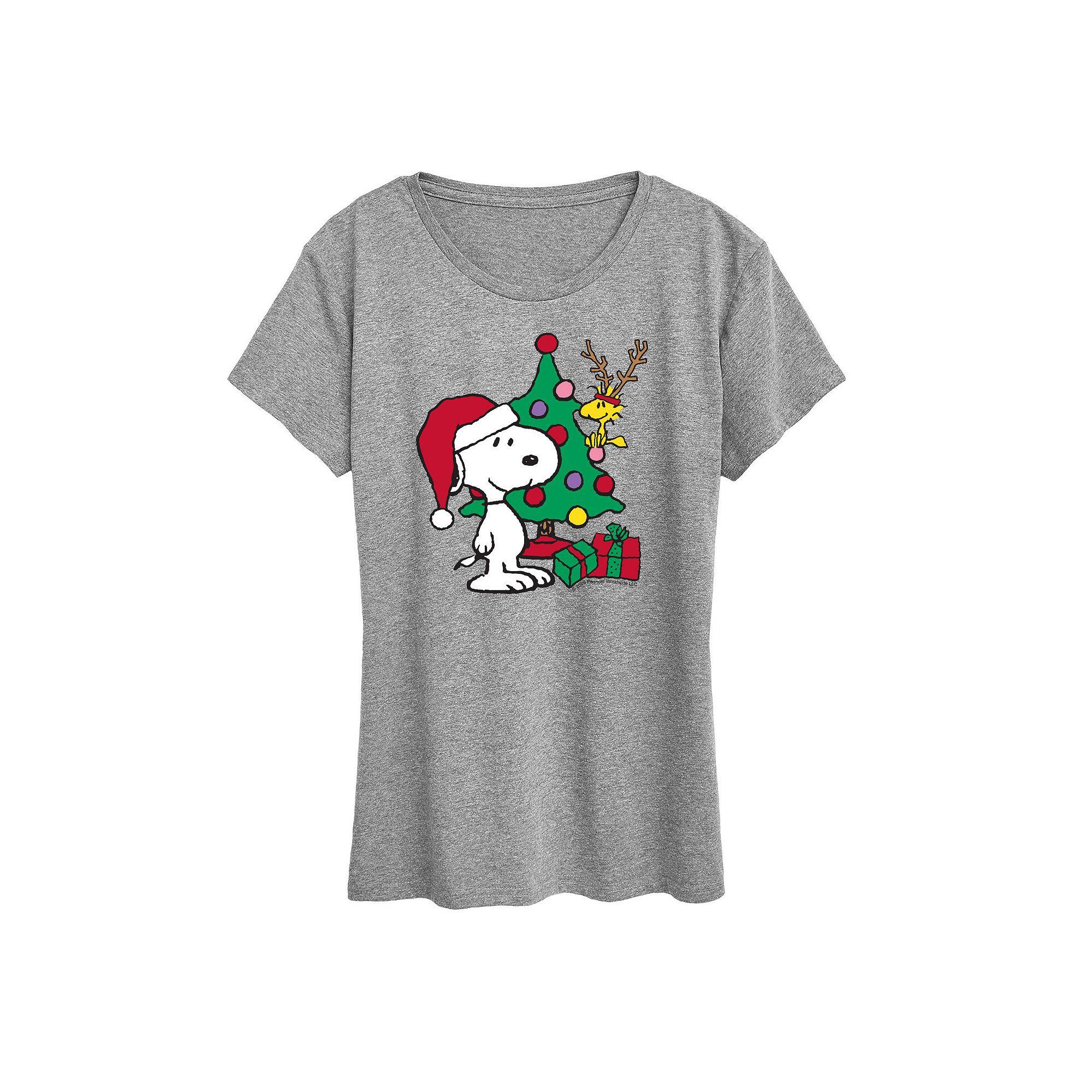 Women's Peanuts Snoopy & Woodstock Happy Holidays Graphic Tee,  Product Image