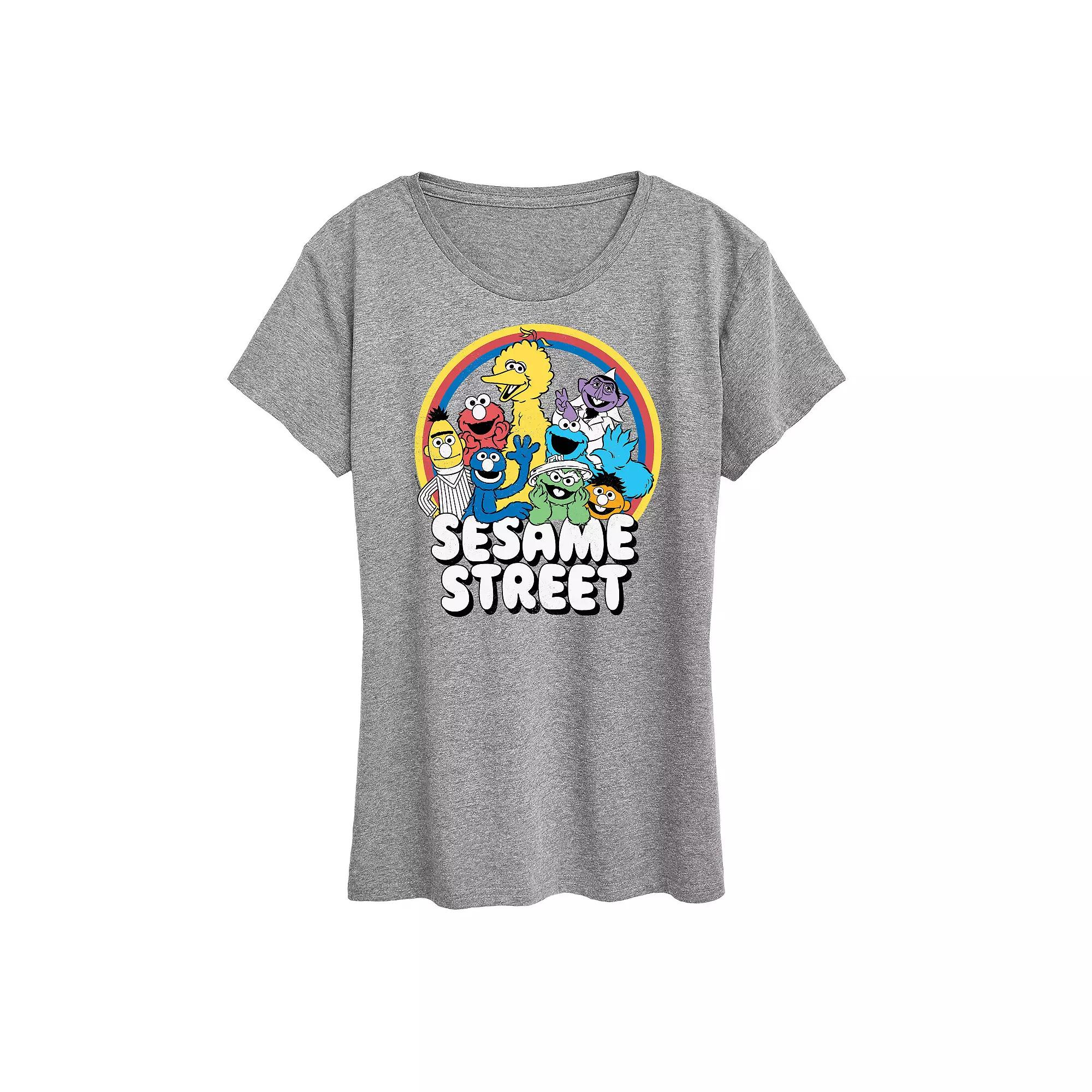 Women's Sesame Street Group Rainbow Graphic Tee, Girl's,  Product Image