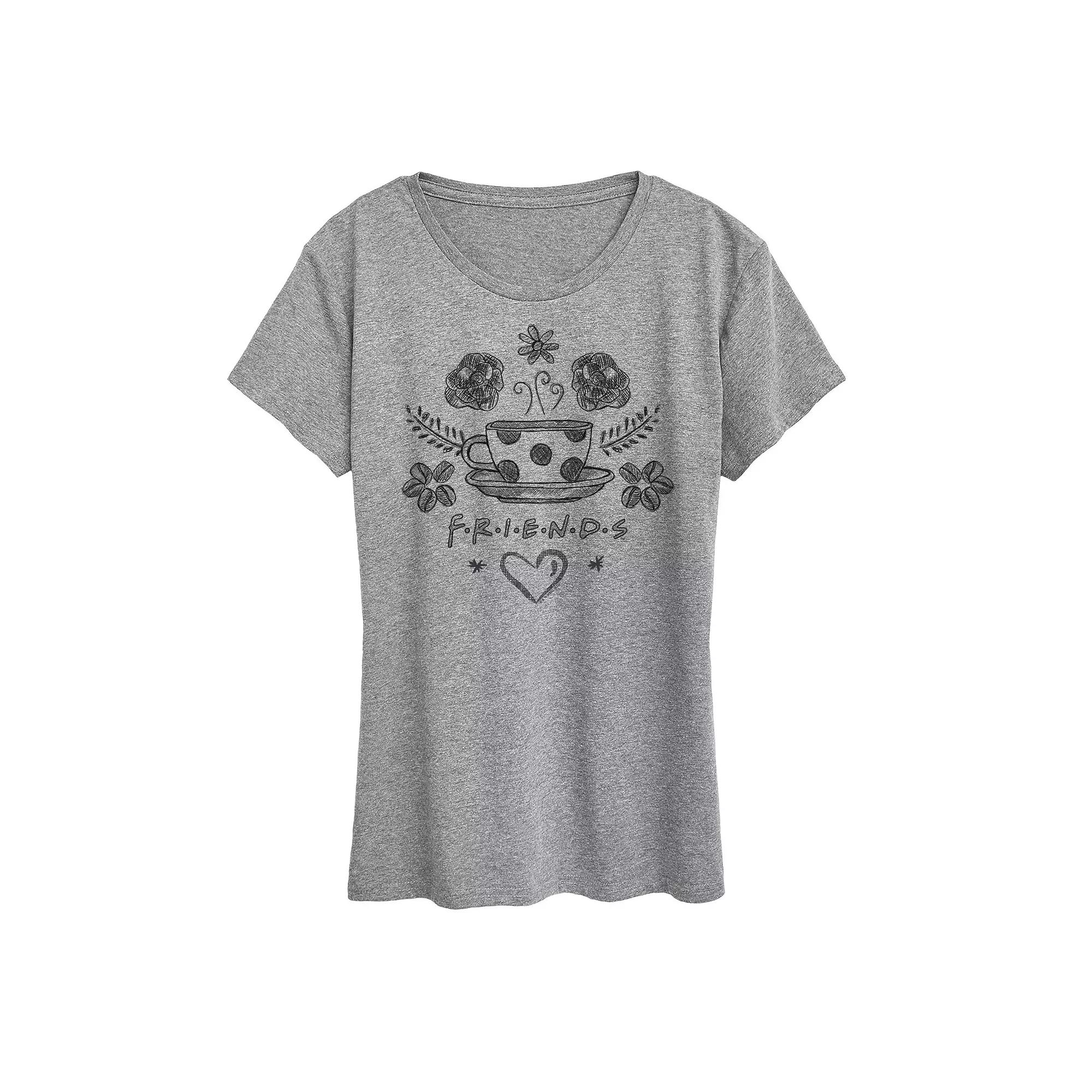 Women's Friends Floral Coffee Logo Graphic Tee, Girl's,  Product Image