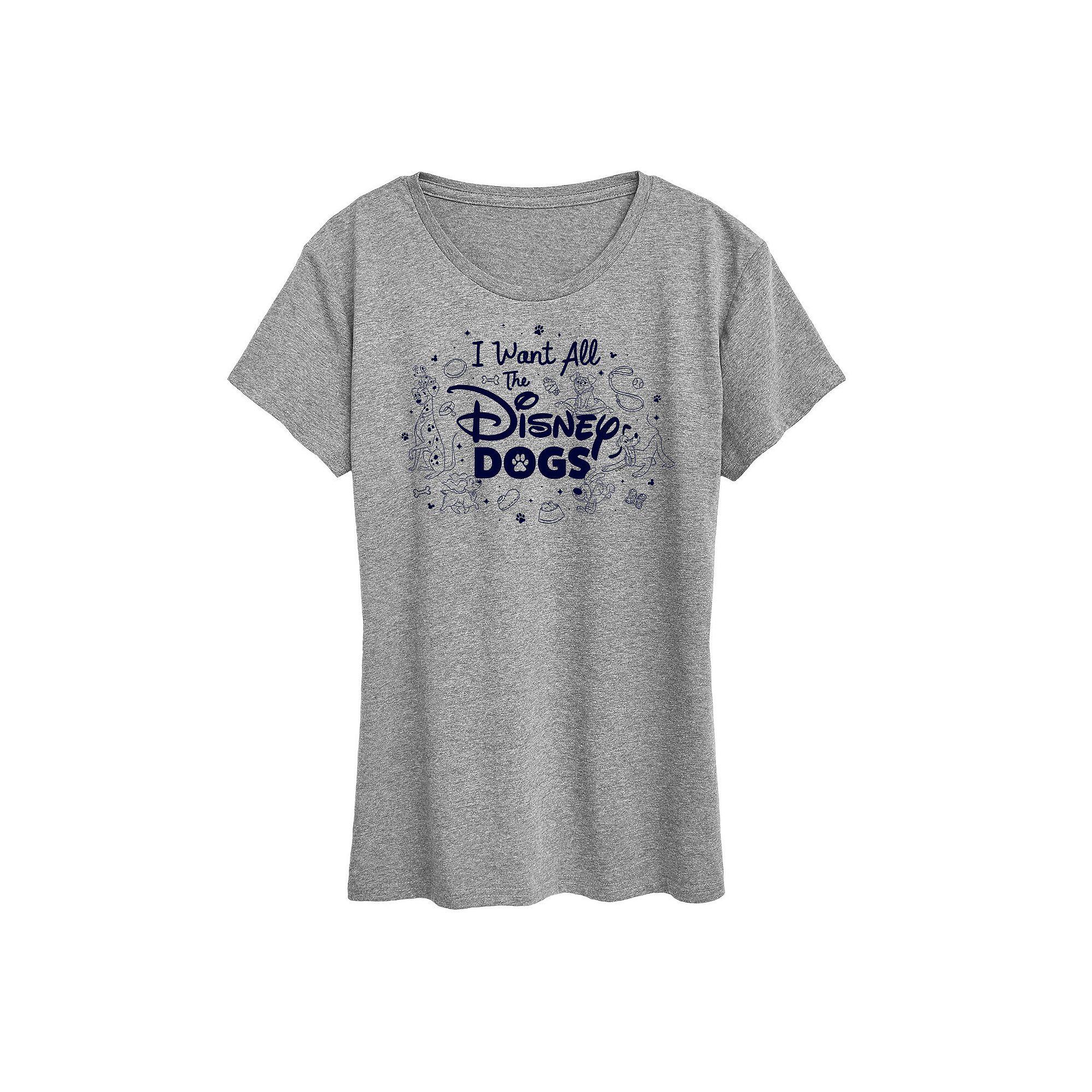 Disney Dogs Women's I Want All The Dogs Graphic Tee, Girl's,  Product Image