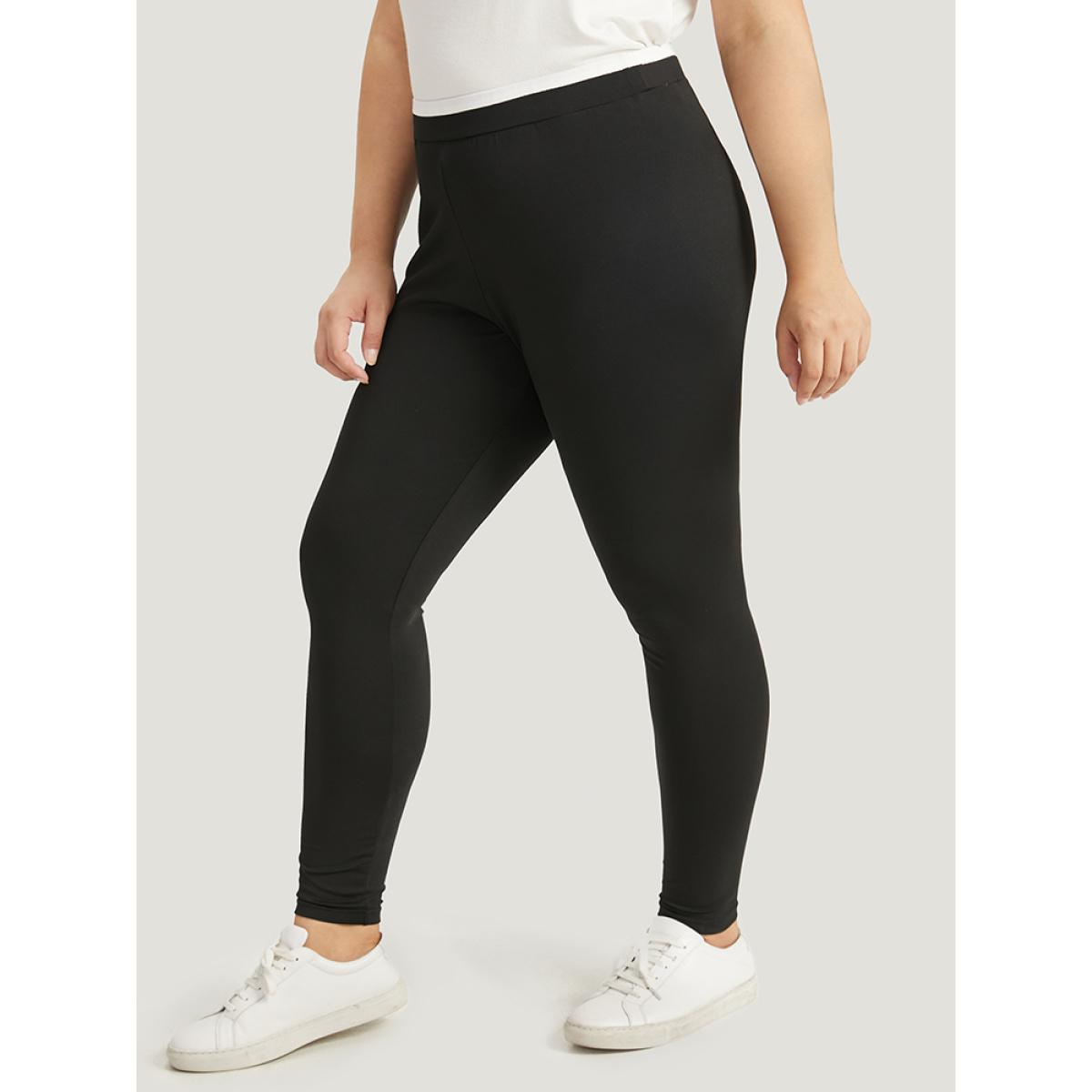 Plus Size Two Tone Patchwork High Rise Leggings Women Black Casual High stretch Skinny High Rise Dailywear Leggings BloomChic 12/L Product Image