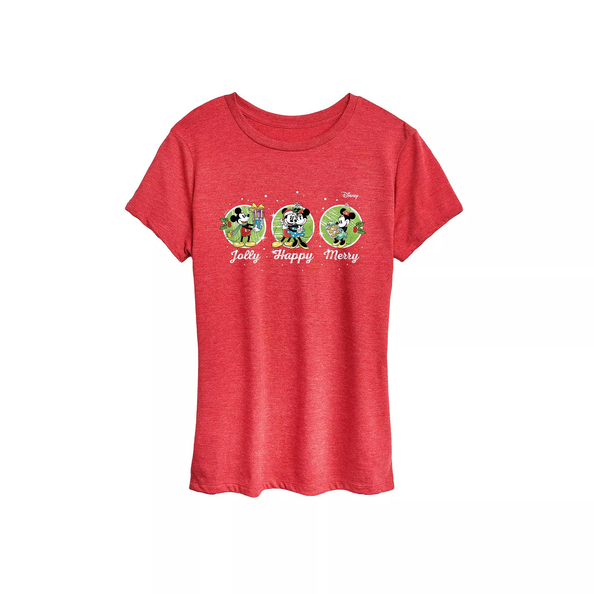 Disney's Mickey & Minnie Mouse Women's Jolly Happy Merry Graphic Tee,  Product Image