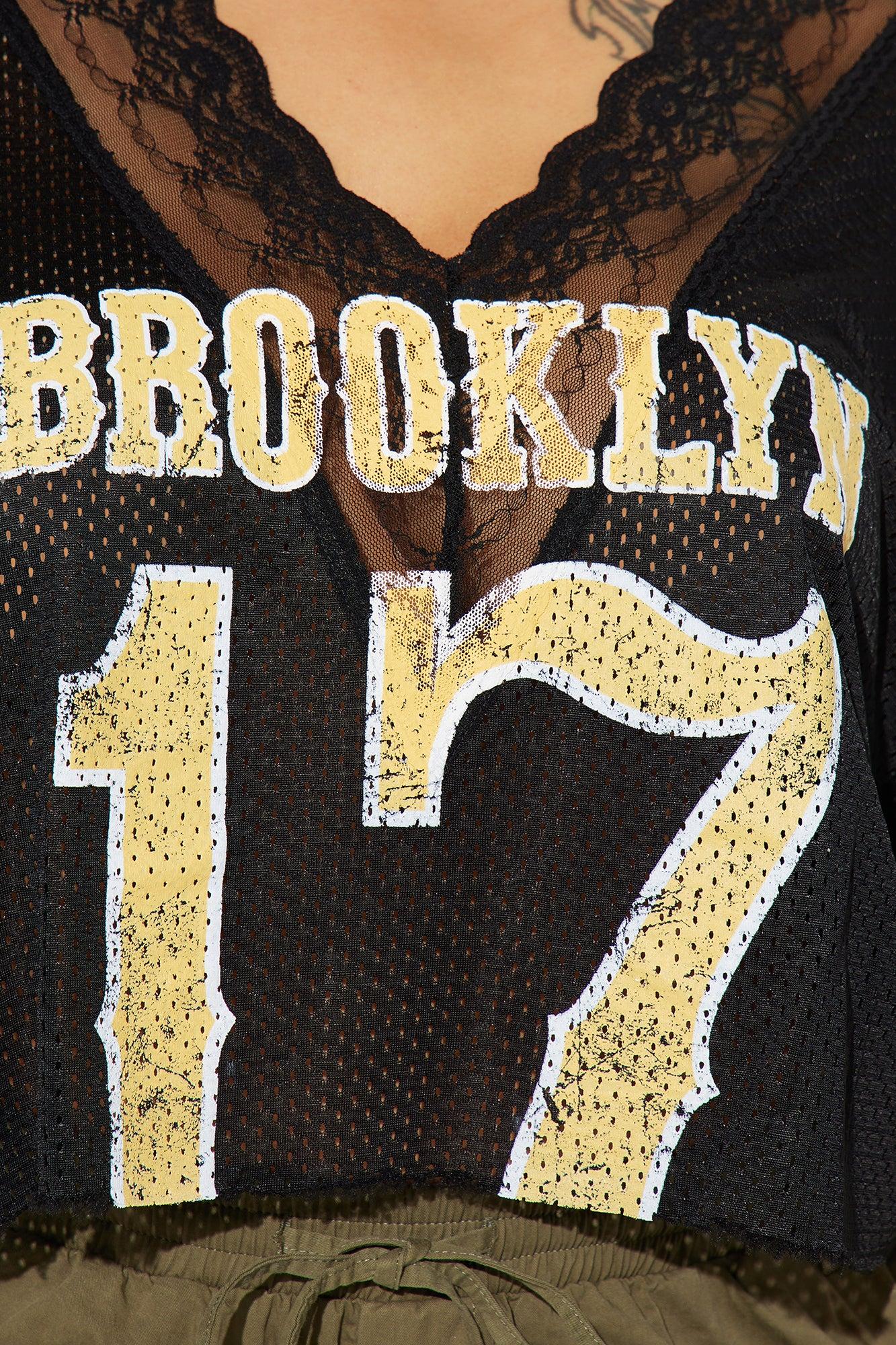 Brooklyn Babe Lace Jersey Tee  - Black Product Image