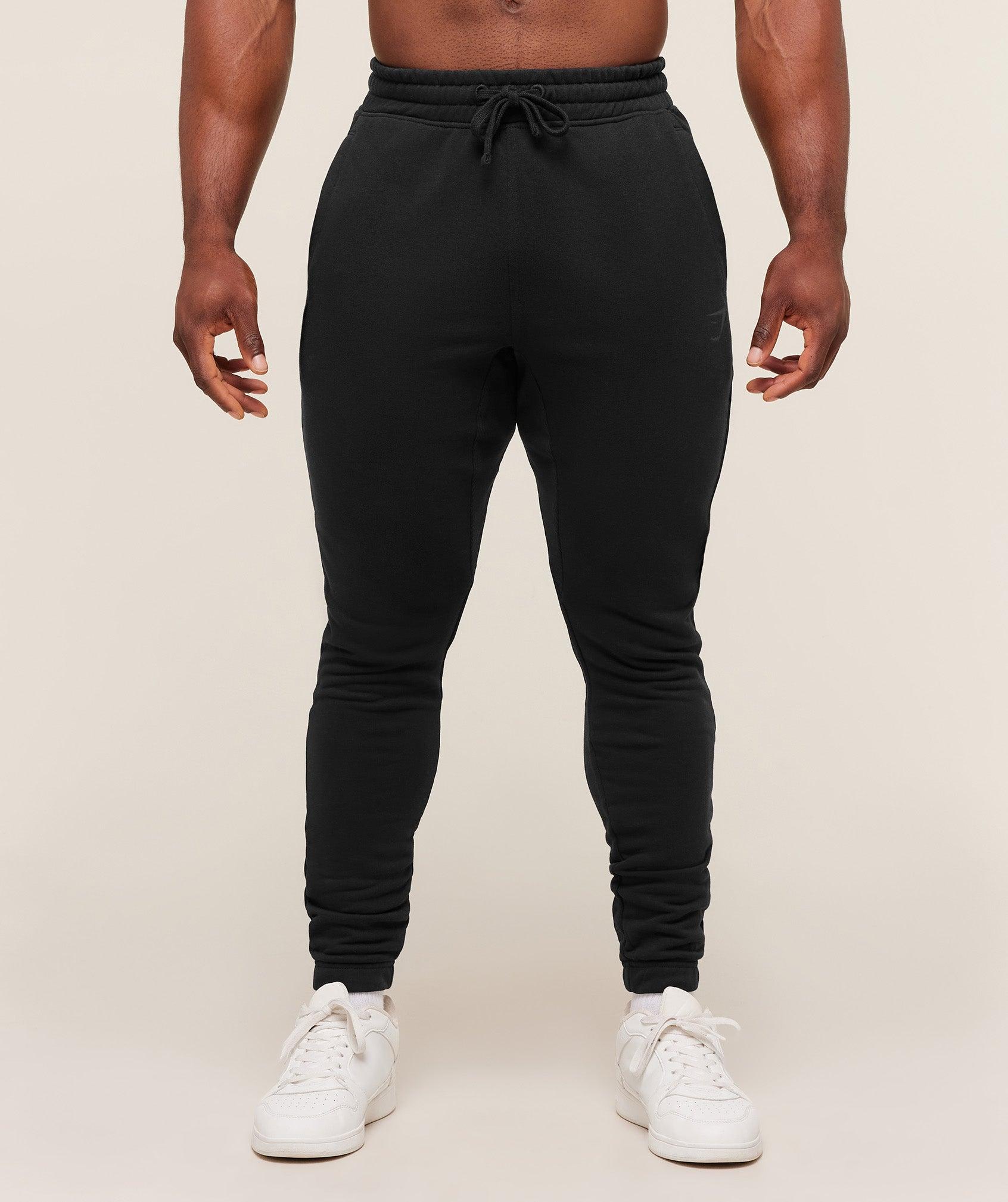 Gymshark Power Wordmark Jogger - Black/Asphalt Grey Male Product Image