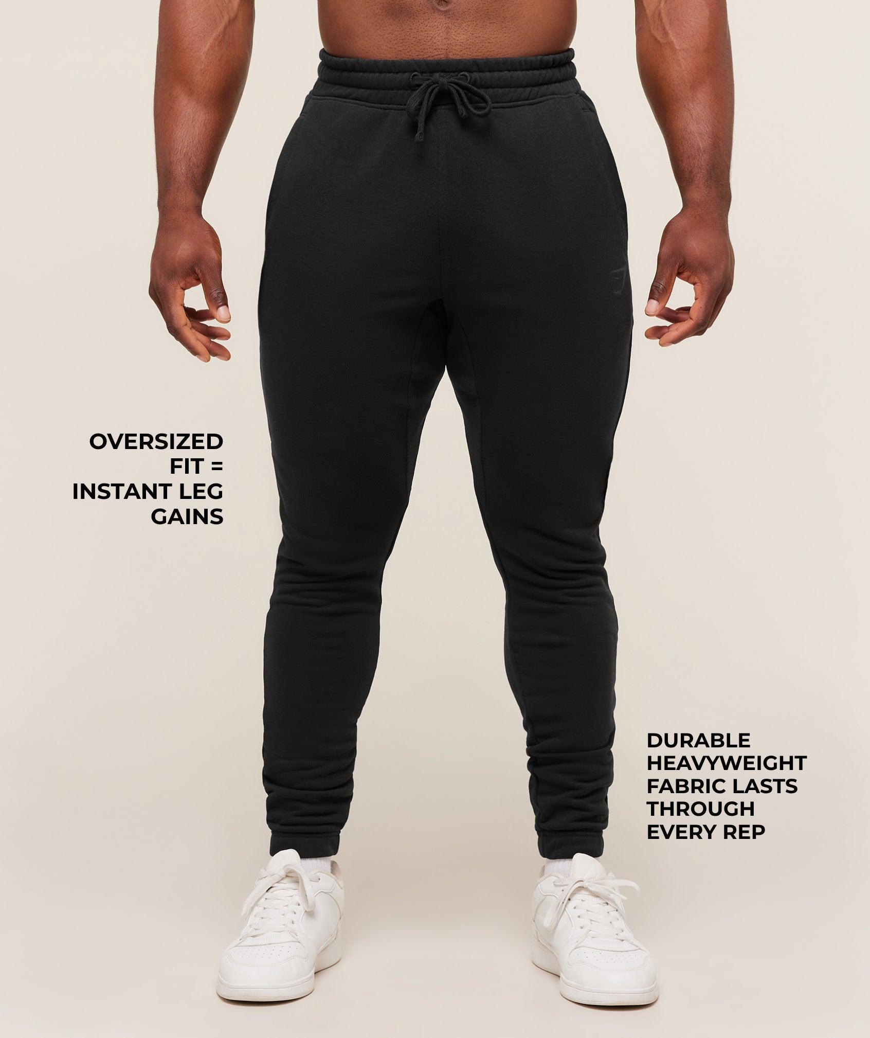 Gymshark Power Wordmark Jogger - Black/Asphalt Grey Male Product Image