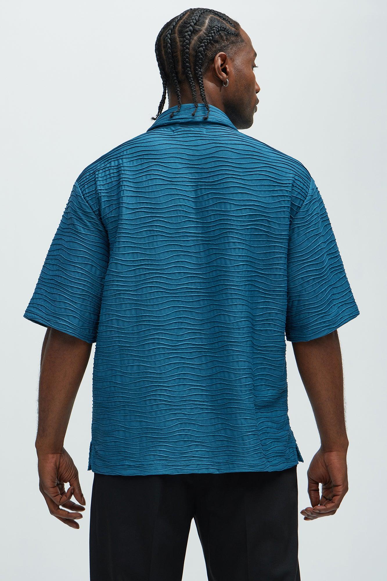 Sounds Good Textured Shirt - Blue Product Image