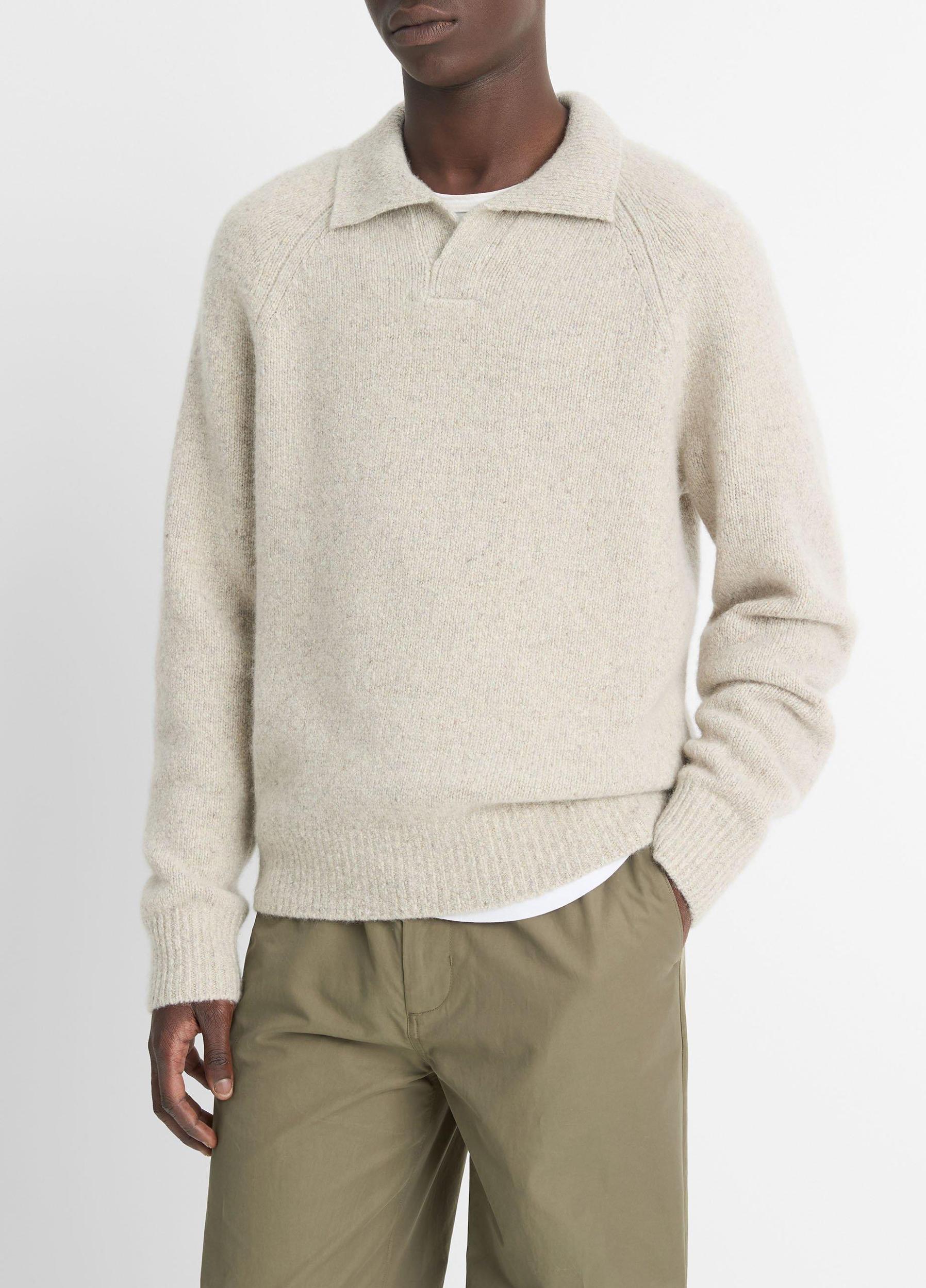 Cashmere Donegal Johnny-Collar Sweater Product Image