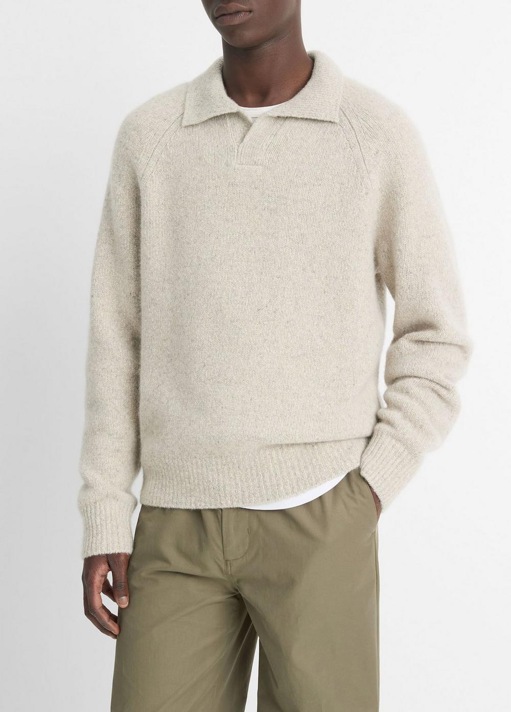 Cashmere Donegal Johnny-Collar Sweater Product Image