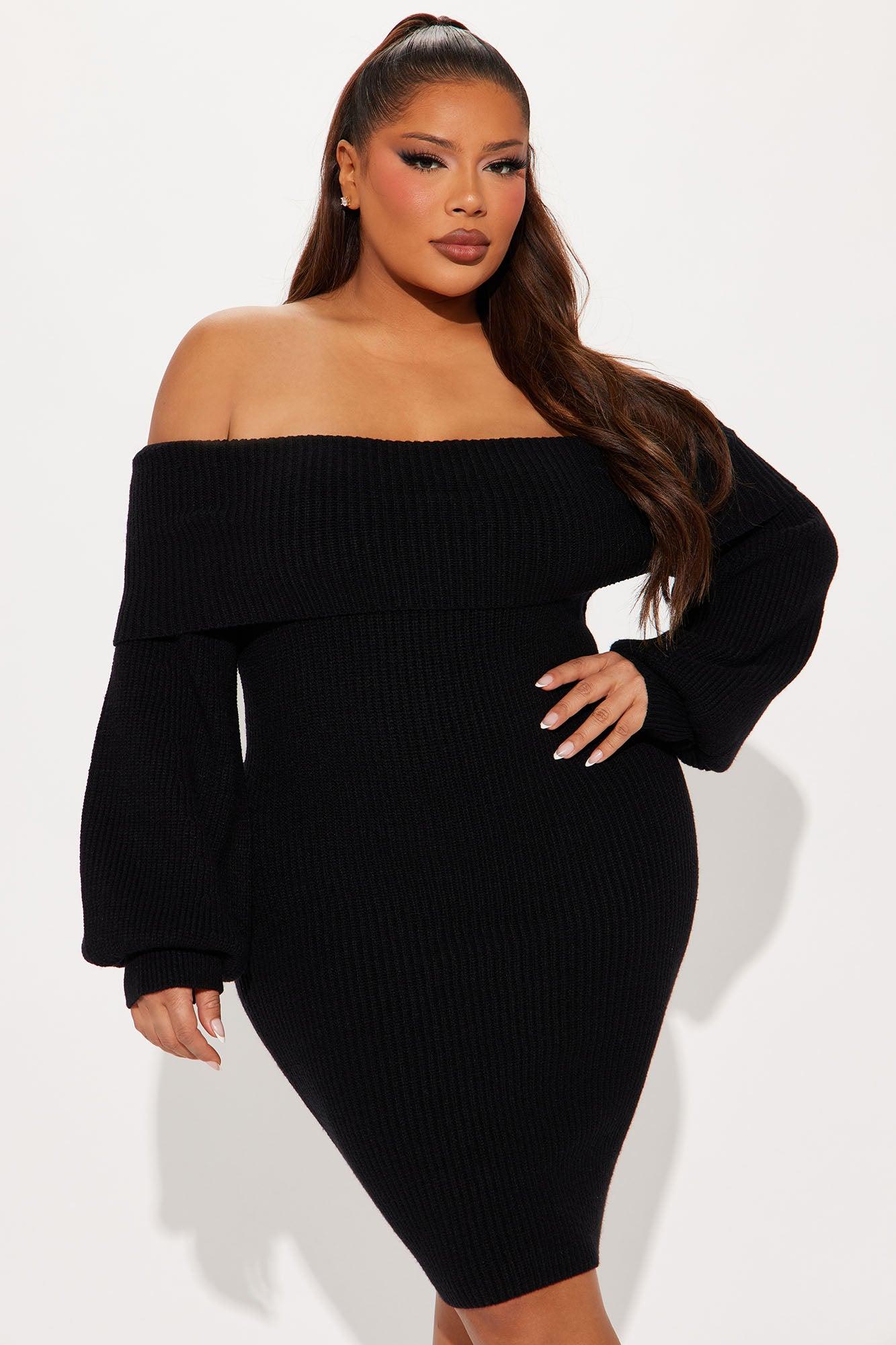 Faith Sweater Mini Dress - Black Female Product Image
