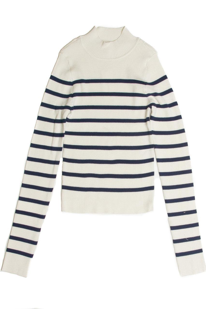 Gardenia Striped Mock Neck Sweater Product Image