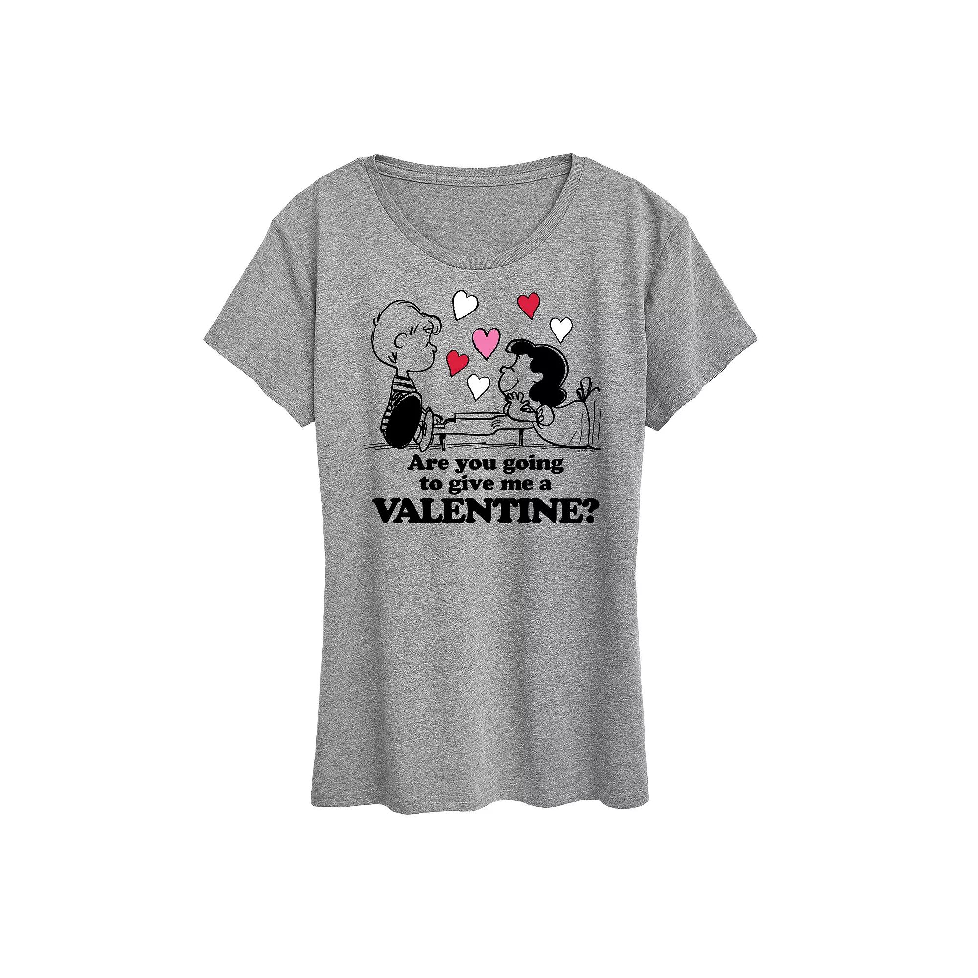 Women's Peanuts Lucy And Schroeder Valentine Graphic Tee,  Product Image