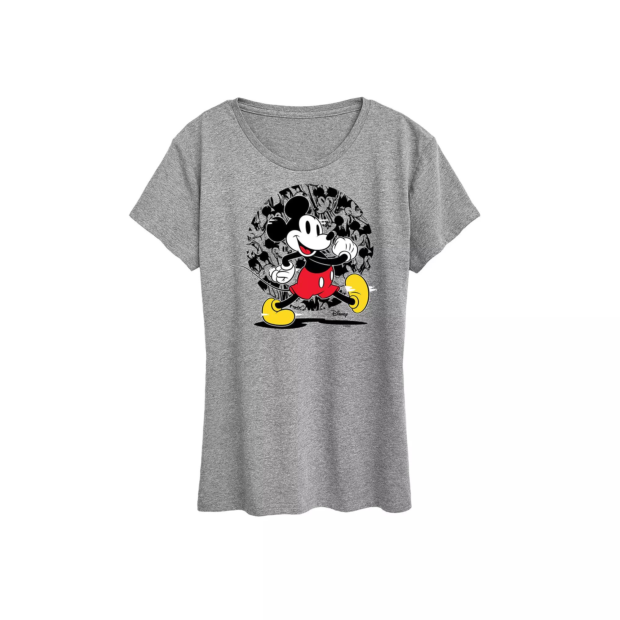 Disney's Mickey Mouse Women's Glitch Pattern Graphic Tee,  Product Image