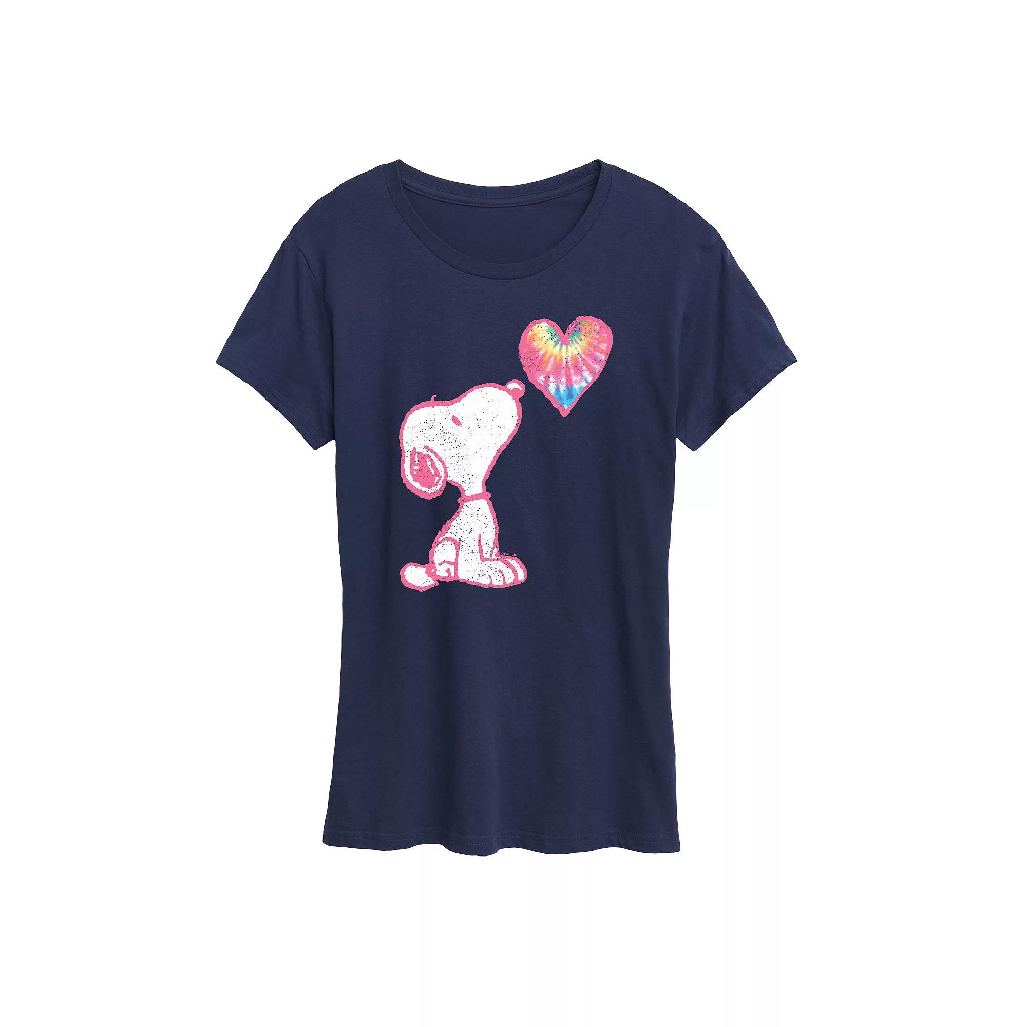 Women's Peanuts Pastel Rainbow Heart Graphic Tee, Girl's,  Product Image