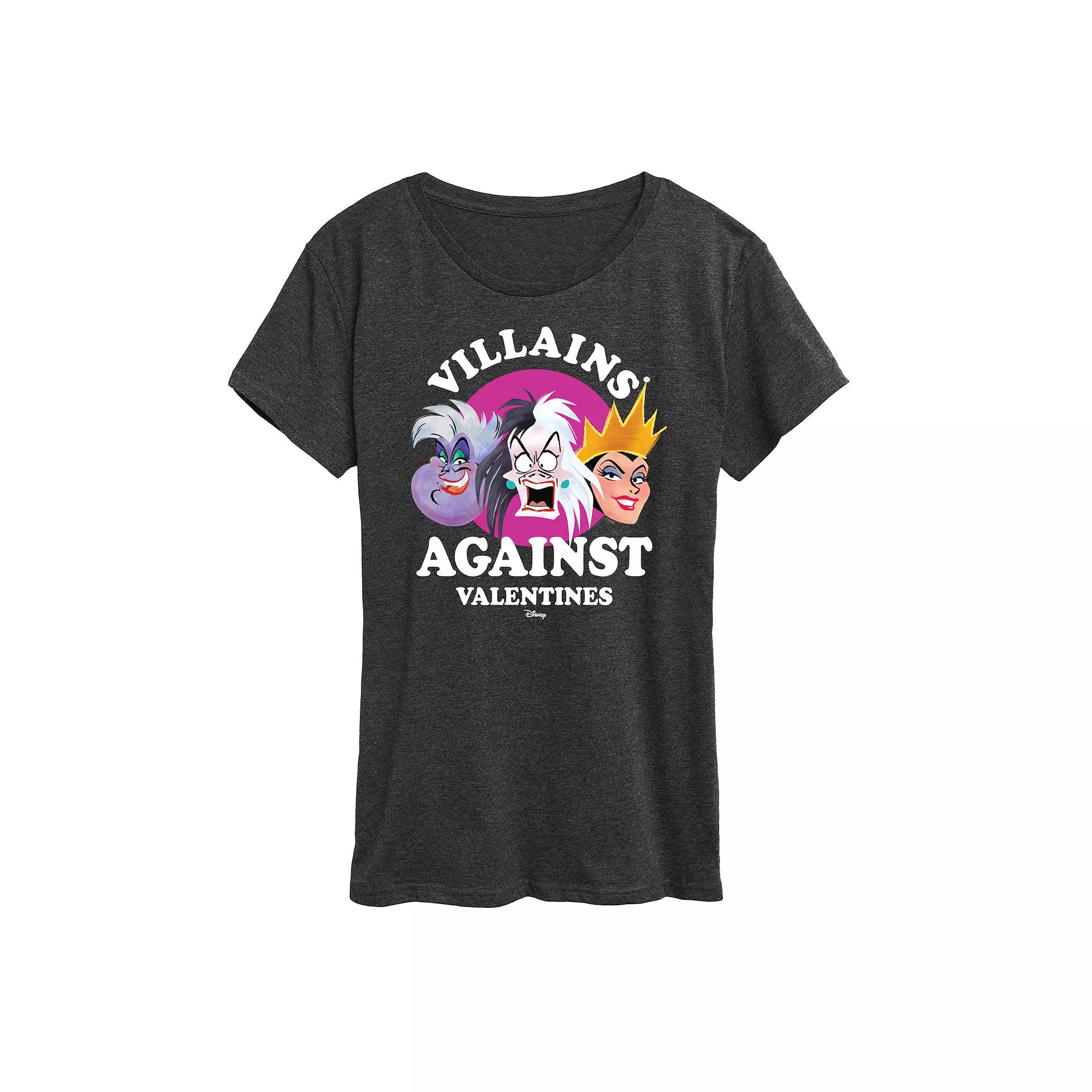 Disney Villains Ursula, Cruella & Evil Queen Women's Against V Day Graphic Tee,  Product Image