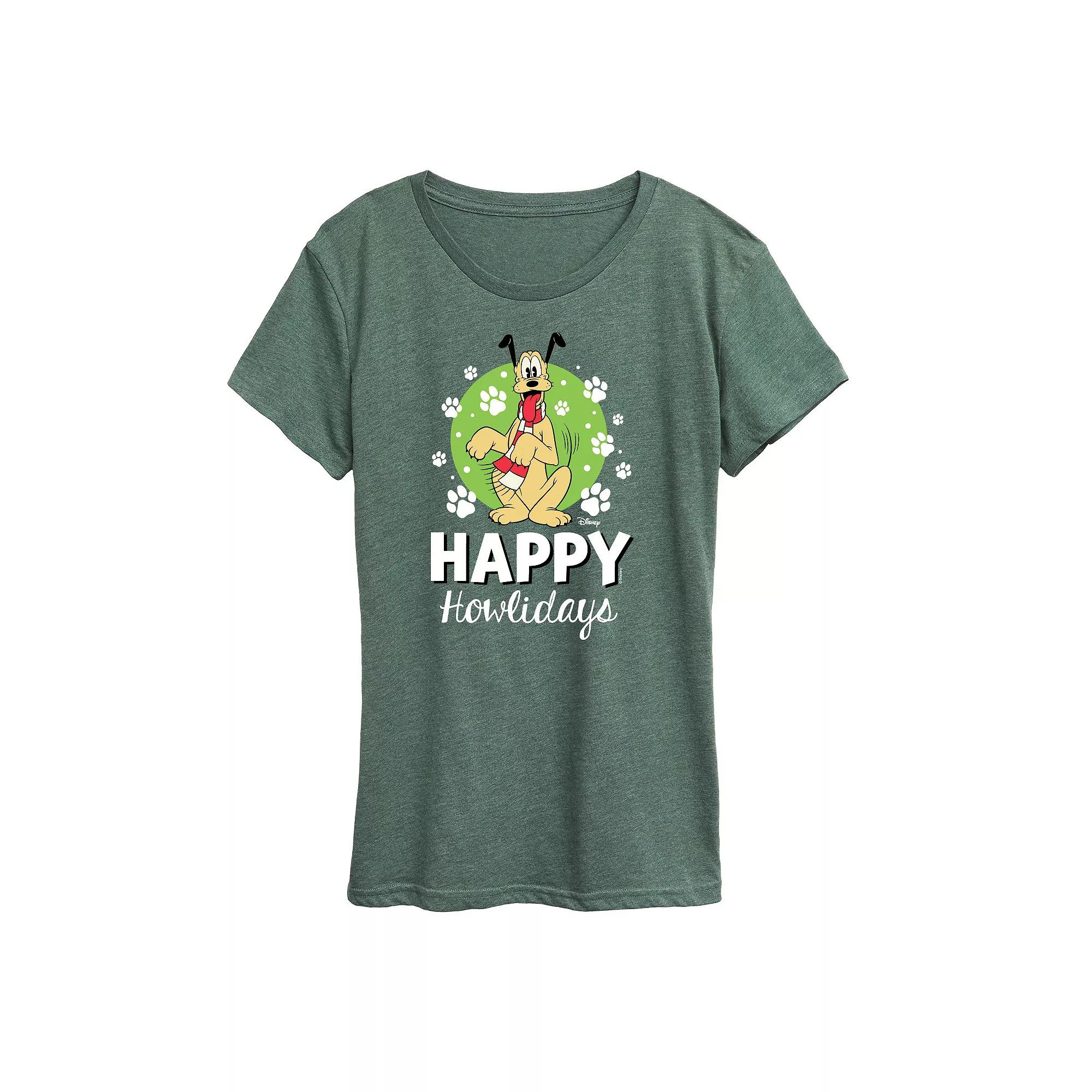 Disney's Mickey Mouse Women's Pluto Happy Howlidays Graphic Tee, Girl's,  Product Image