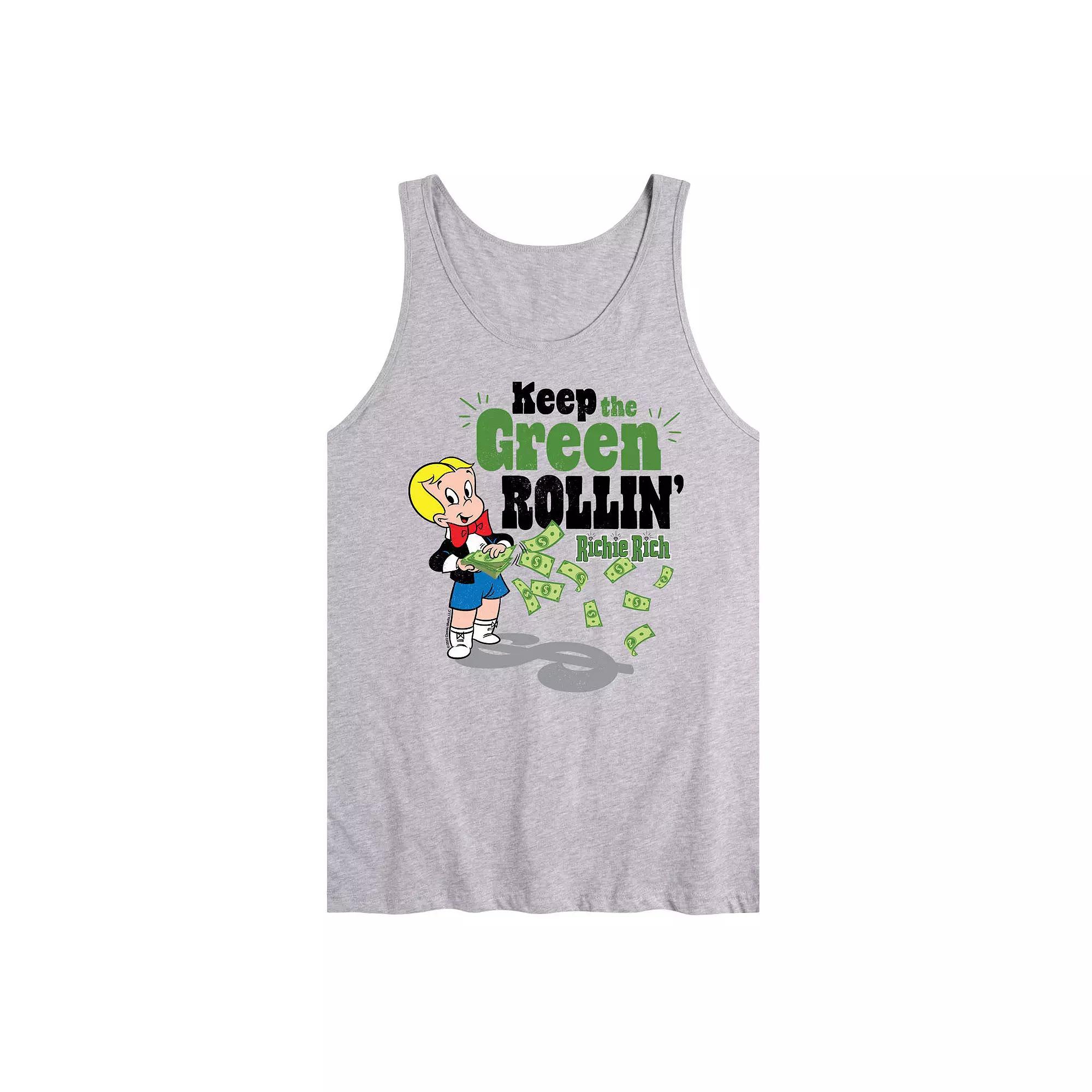 Men's Richie Rich Keep Green Rollin' Graphic Tank Top,  Product Image