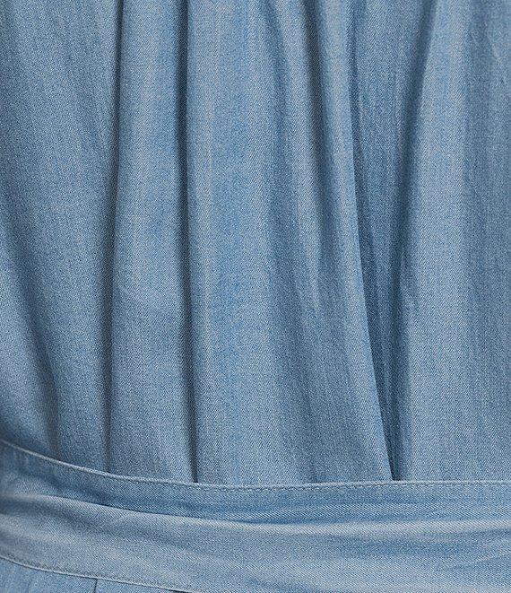 Perch By Blu Pepper Plus Midi Chambray Belted Button Down Midi Shirt Dress Product Image