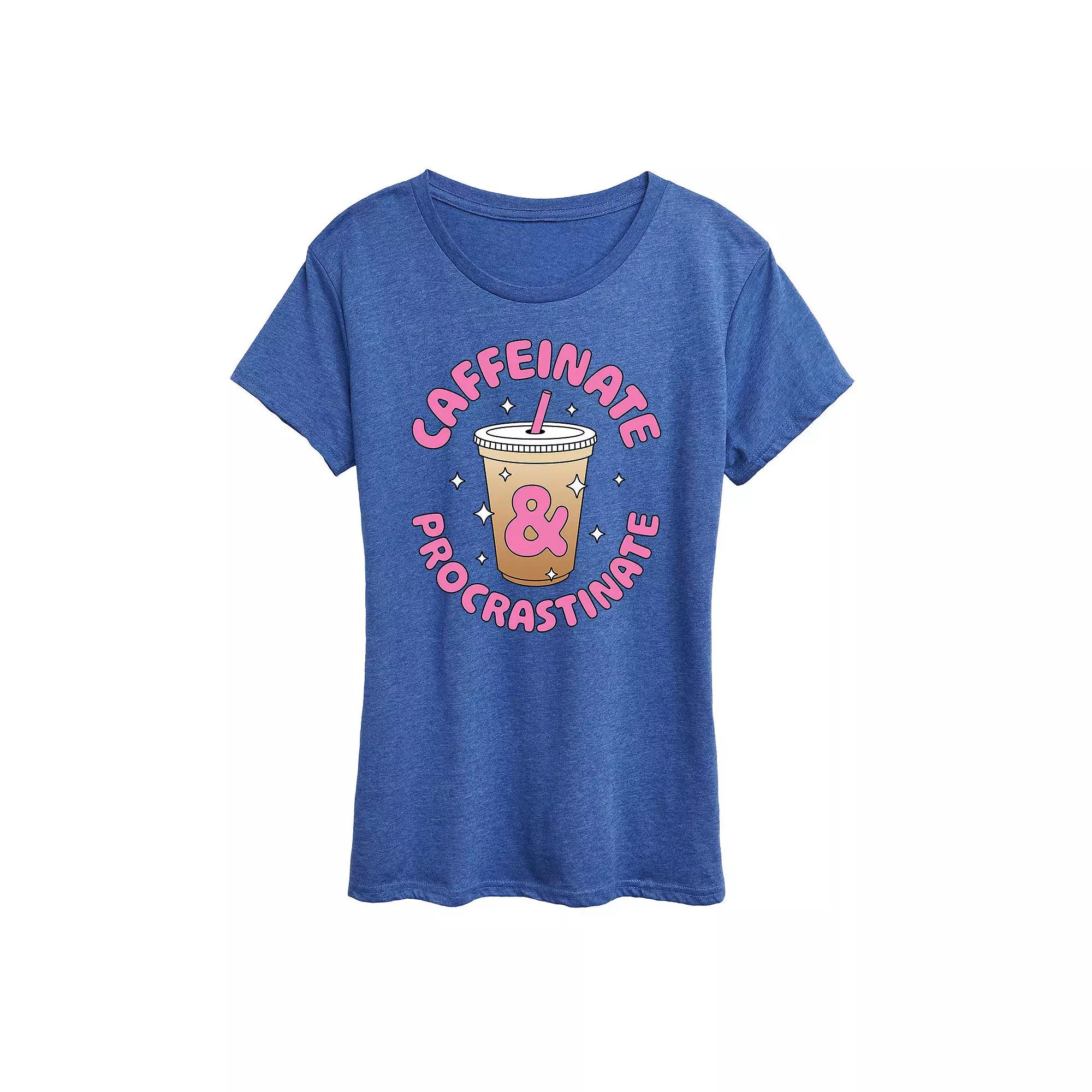 Women's Caffeinate And Procrastinate Graphic Tee, Girl's,  Product Image