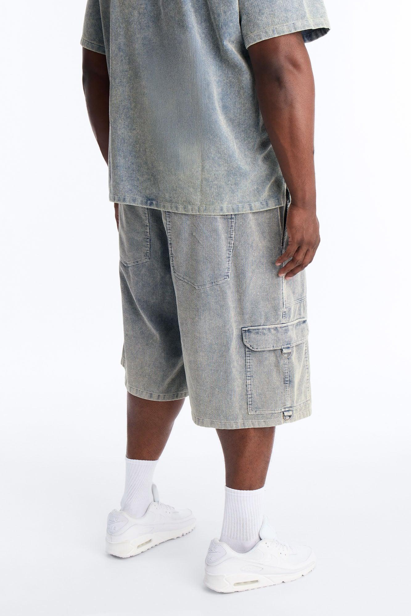 Ohio Corduroy Baggy Short - Blue Male Product Image