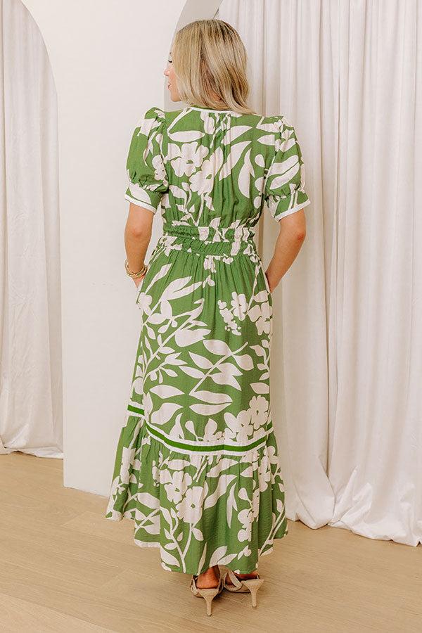 Whimsical Days Floral Midi Dress in Green Product Image