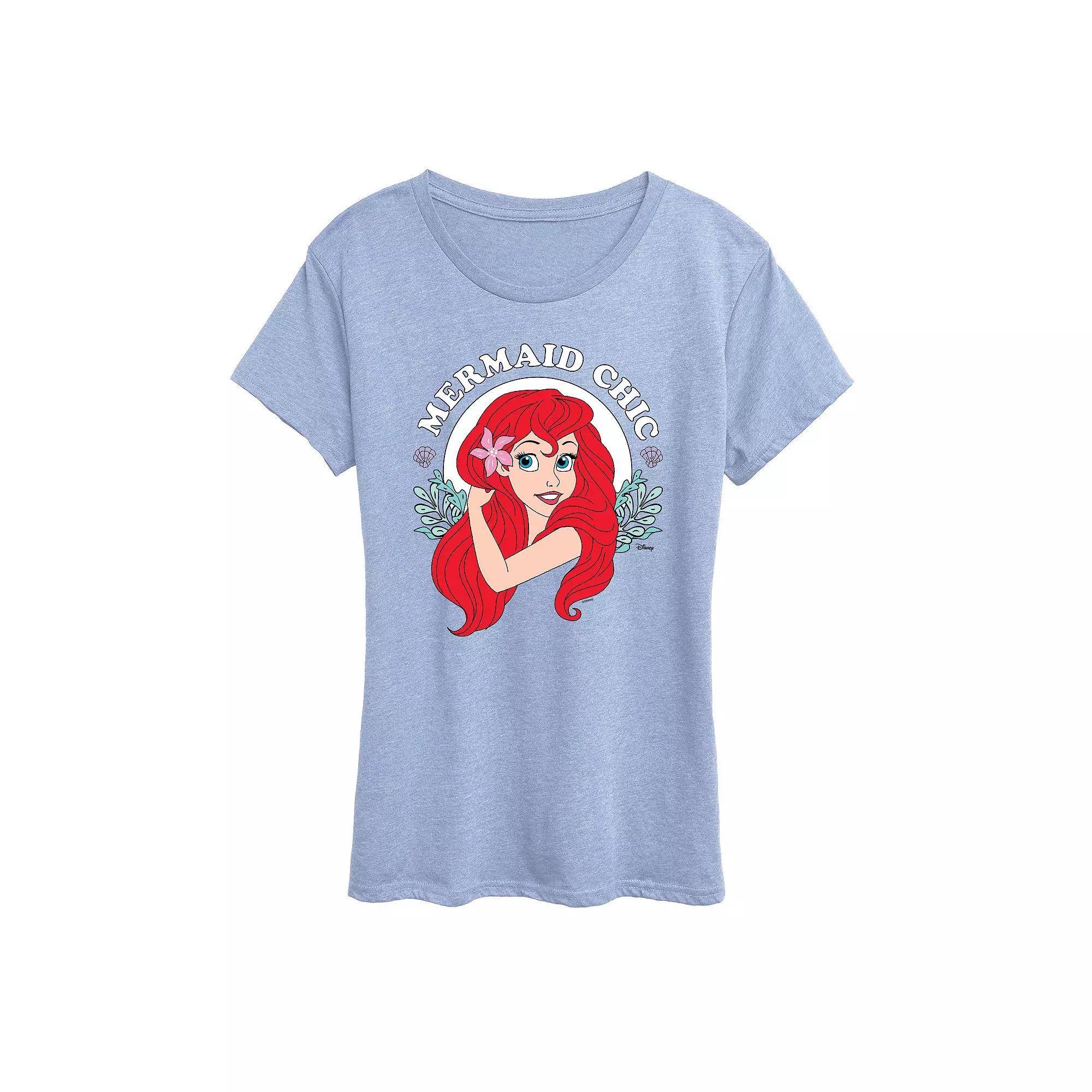 Disney Princess Ariel Women's Mermaid Chic Graphic Tee, Girl's,  Product Image