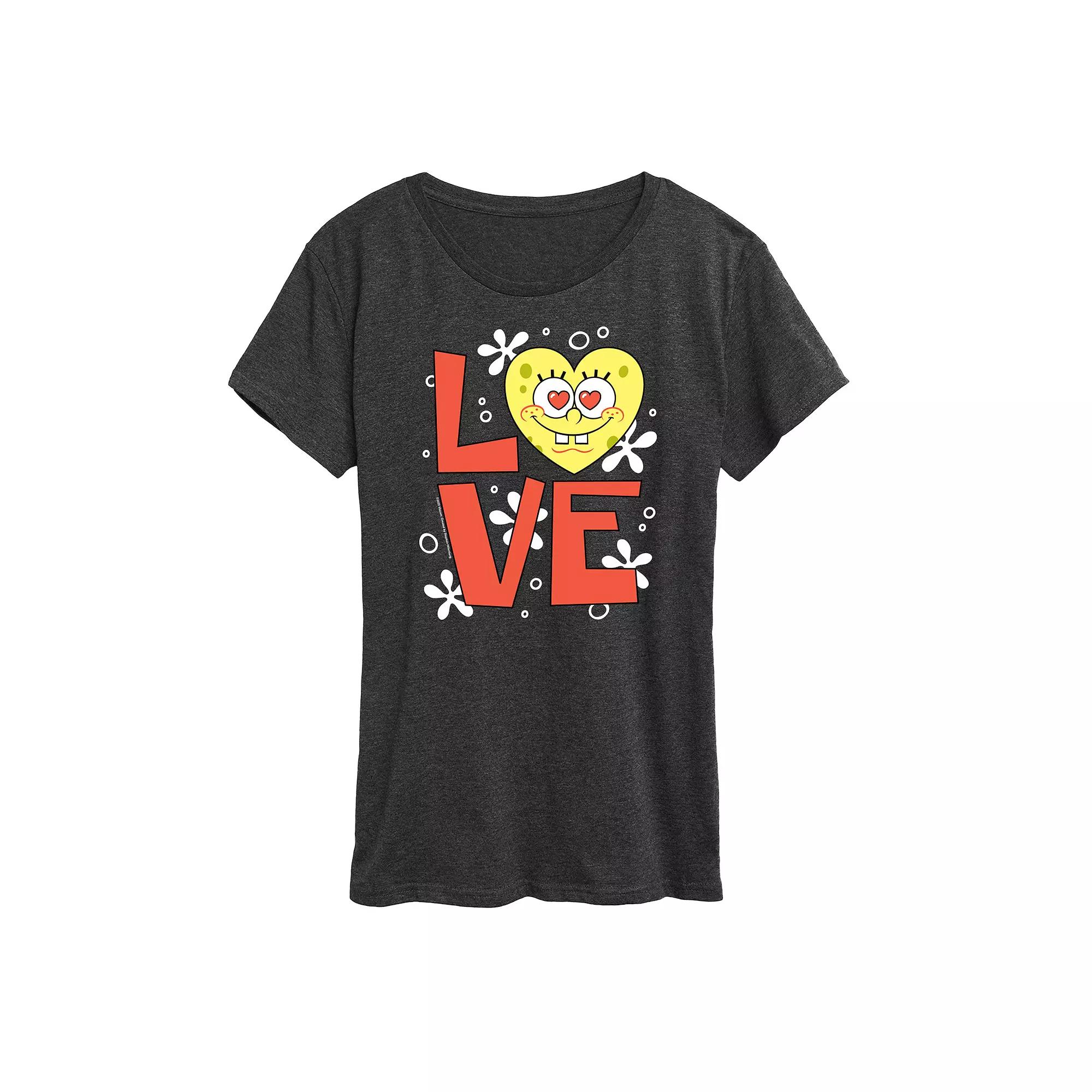 Women's Spongebob Squarepants Love Heart Graphic Tee,  Product Image