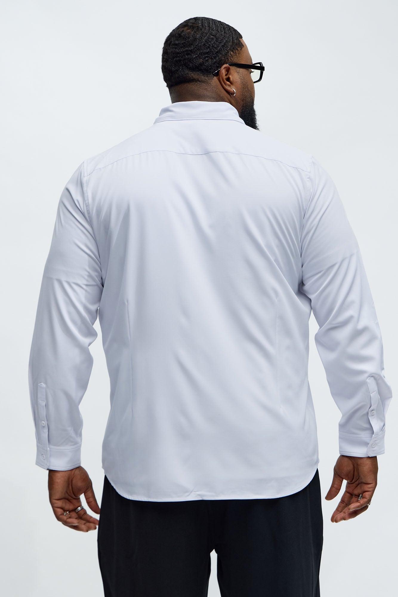 Slim Long Sleeve Stretch Shirt - White Product Image