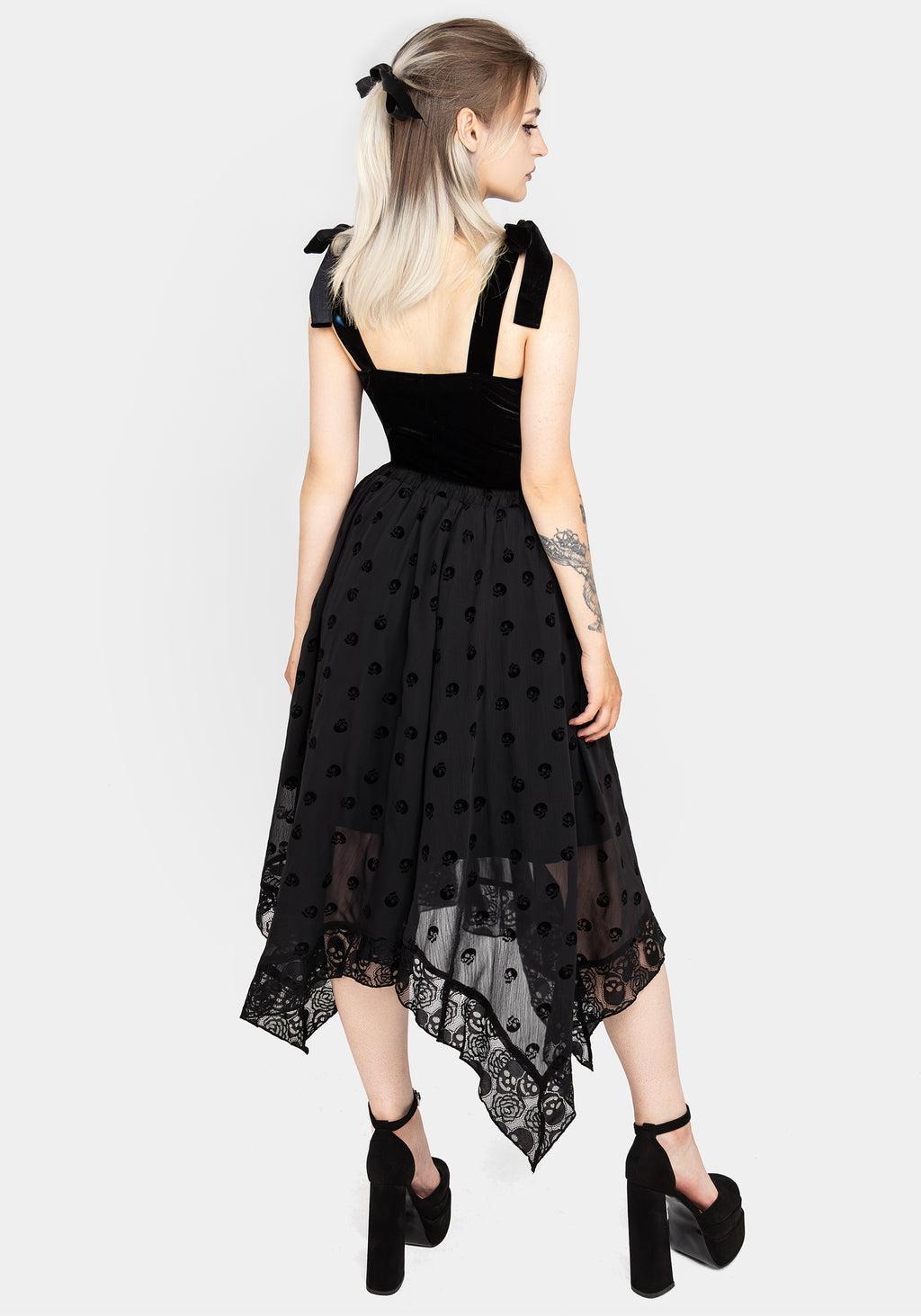 Bones Flocked Chiffon Handkerchief Hem Skirt Product Image