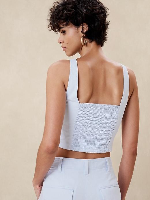 Linen-Blend Cropped Bustier Product Image