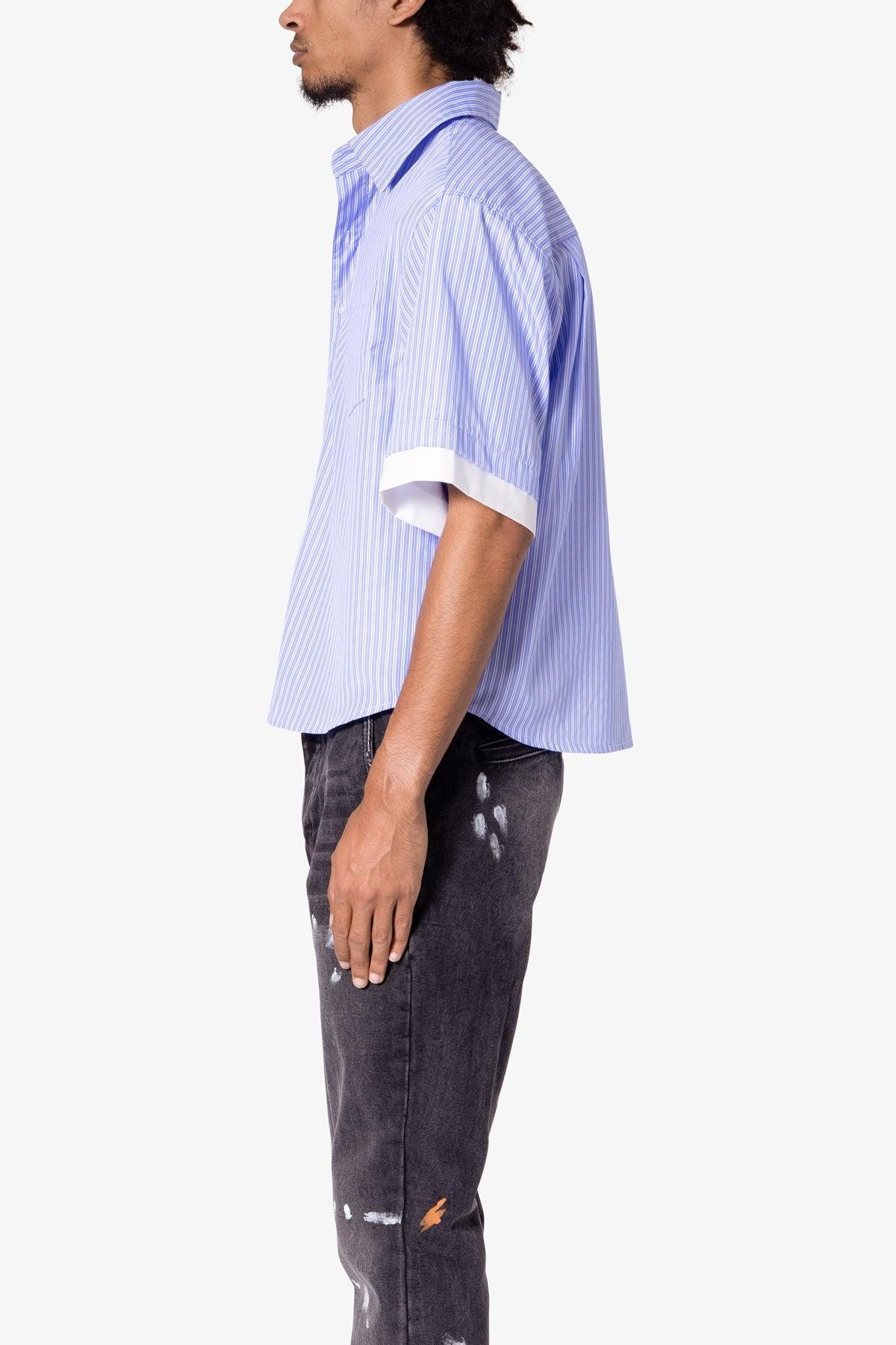 Dual Layered Striped Shirt - Blue Product Image