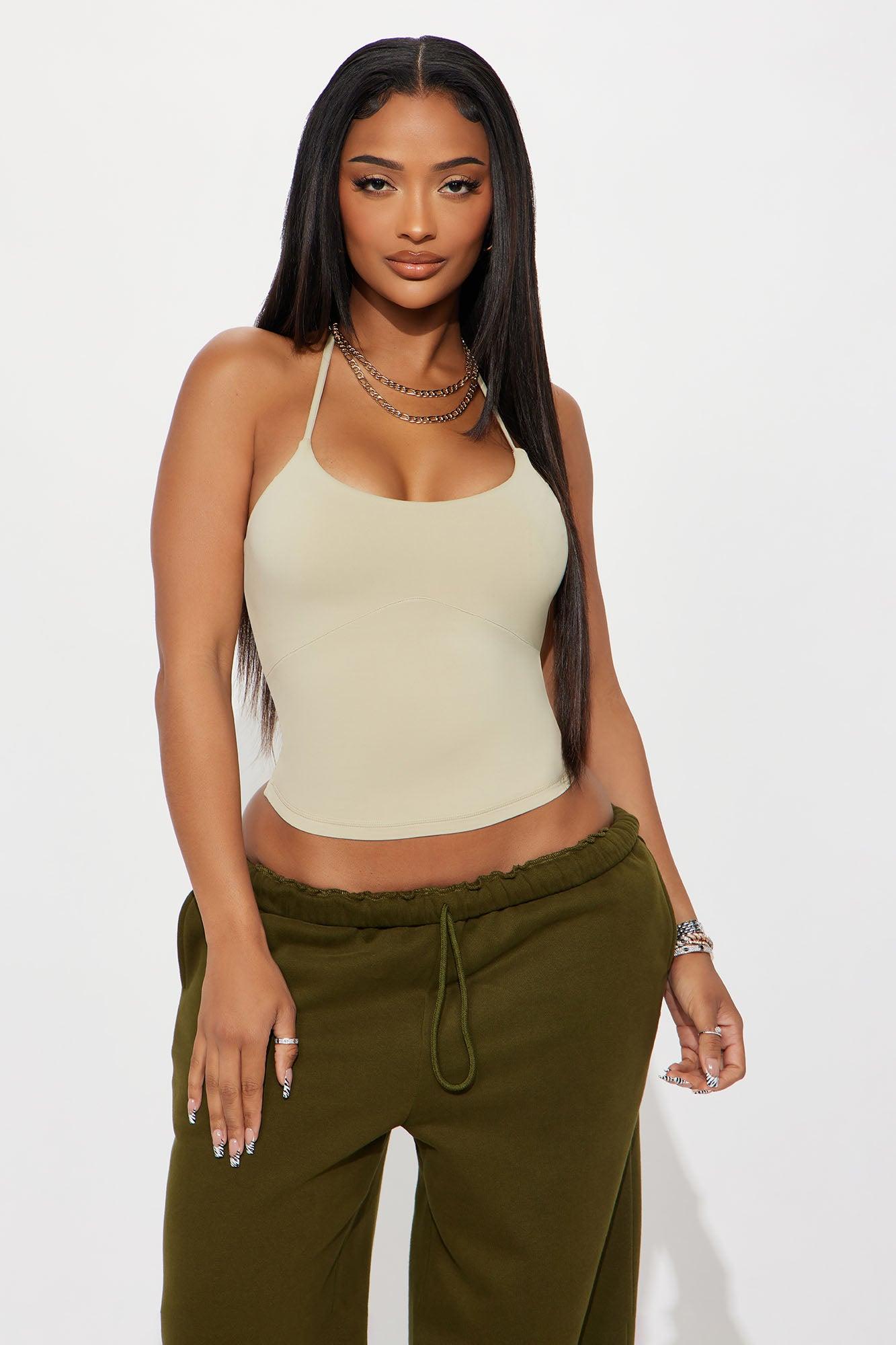 Second Skin Double Lined Cut Out Halter Top - Stone Female Product Image