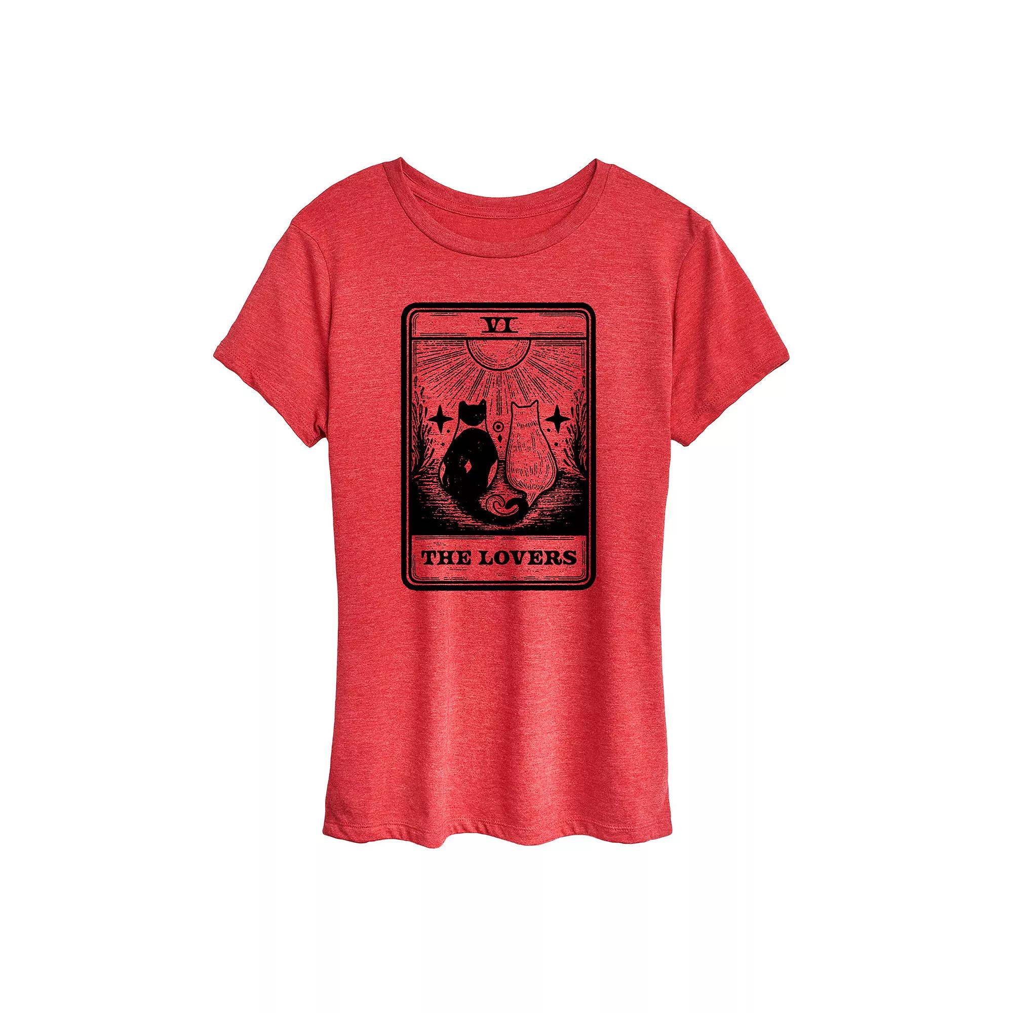 Women's The Lovers Tarot with Cats Graphic Tee,  Product Image
