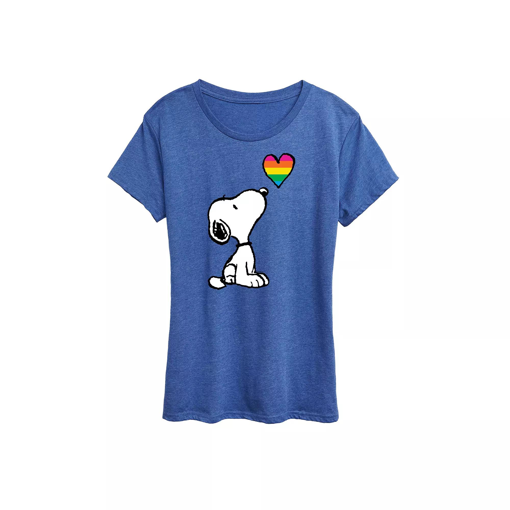 Women's Peanuts Snoopy Rainbow Heart Graphic Tee,  Product Image