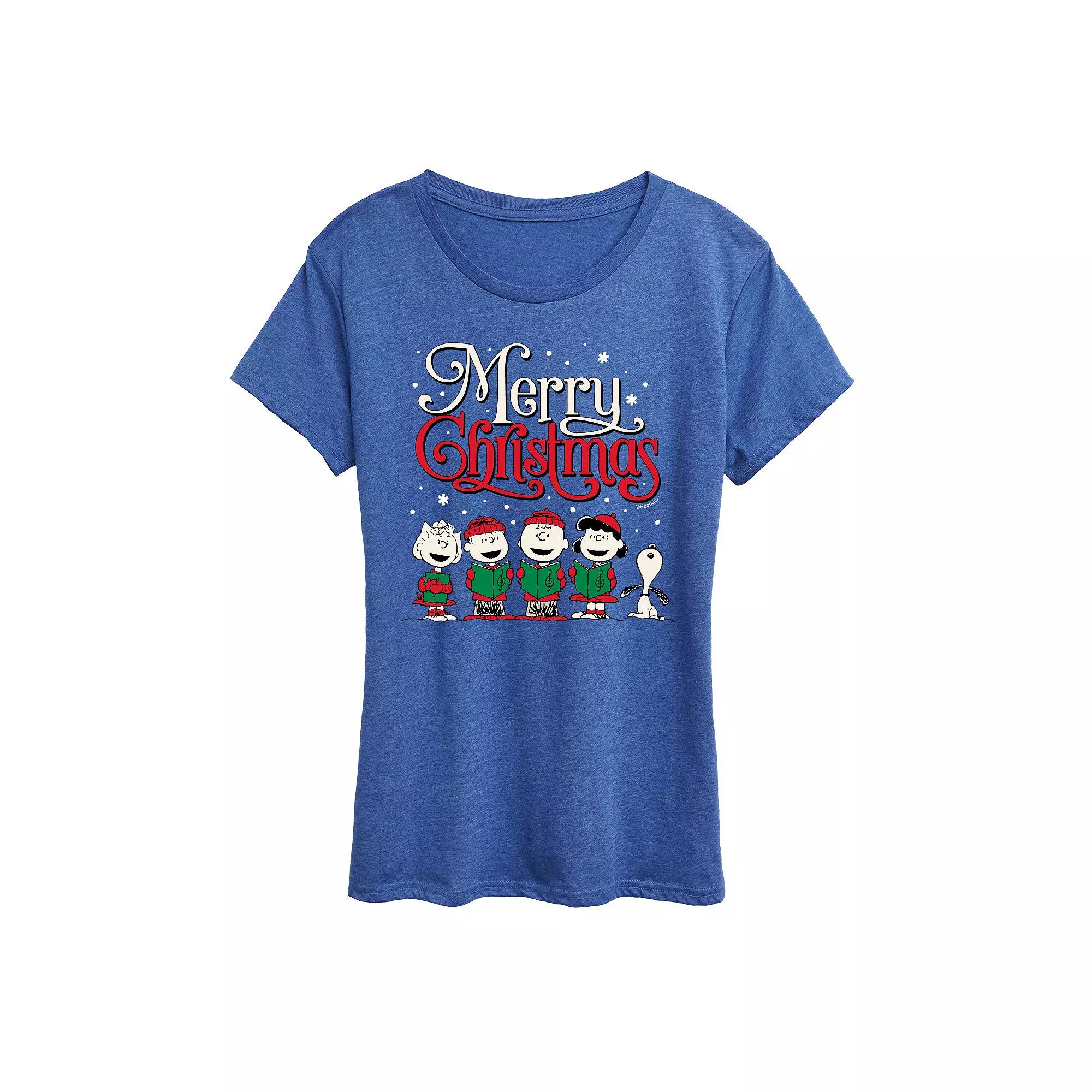 Women's Peanuts Merry Christmas Carols Graphic Tee,  Product Image
