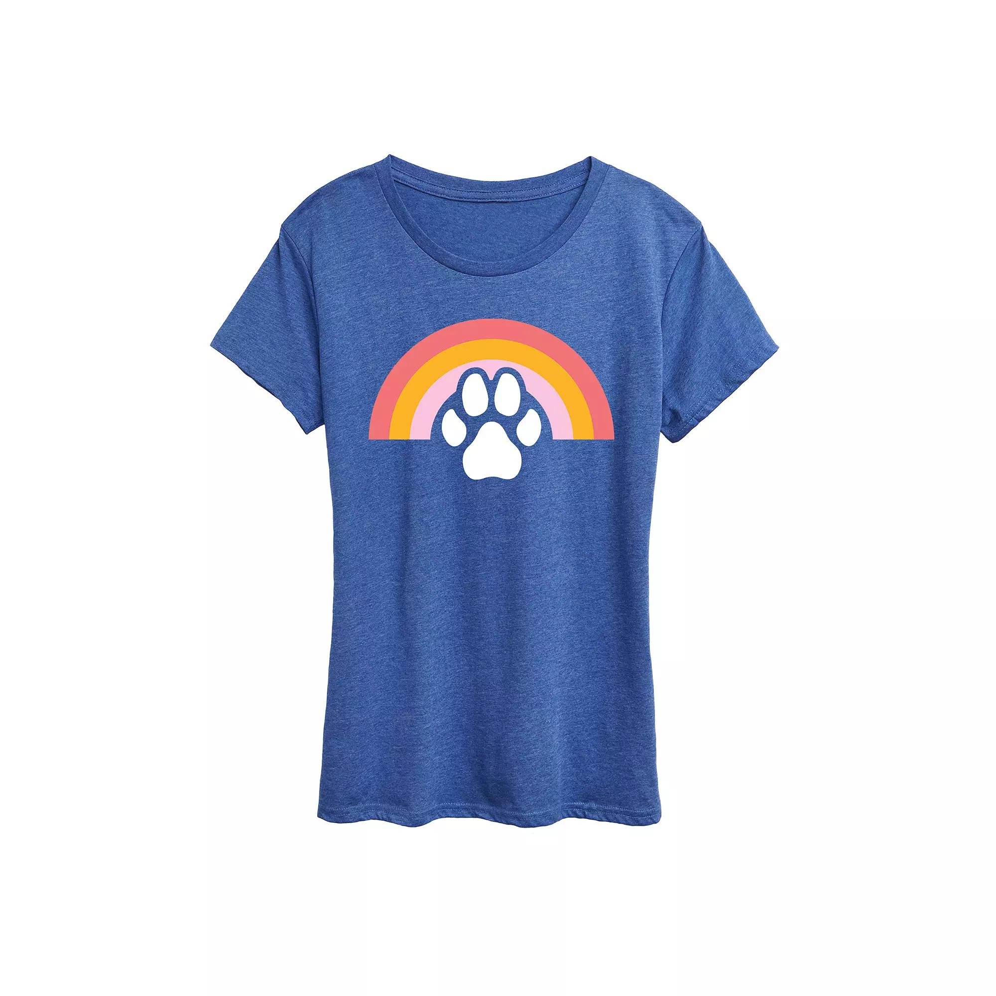 Women's Dog Paw Rainbow Graphic Tee,  Product Image
