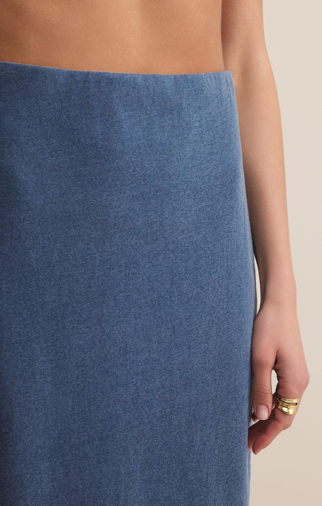 GAIL JERSEY DENIM MIDI SKIRT Product Image