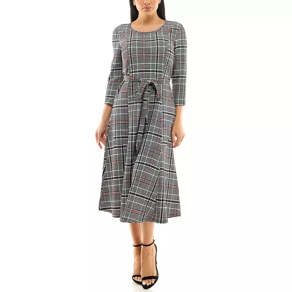 Women's Nina Leonard Sylvia Print Midi Dress, Size: Large, Black Red Product Image