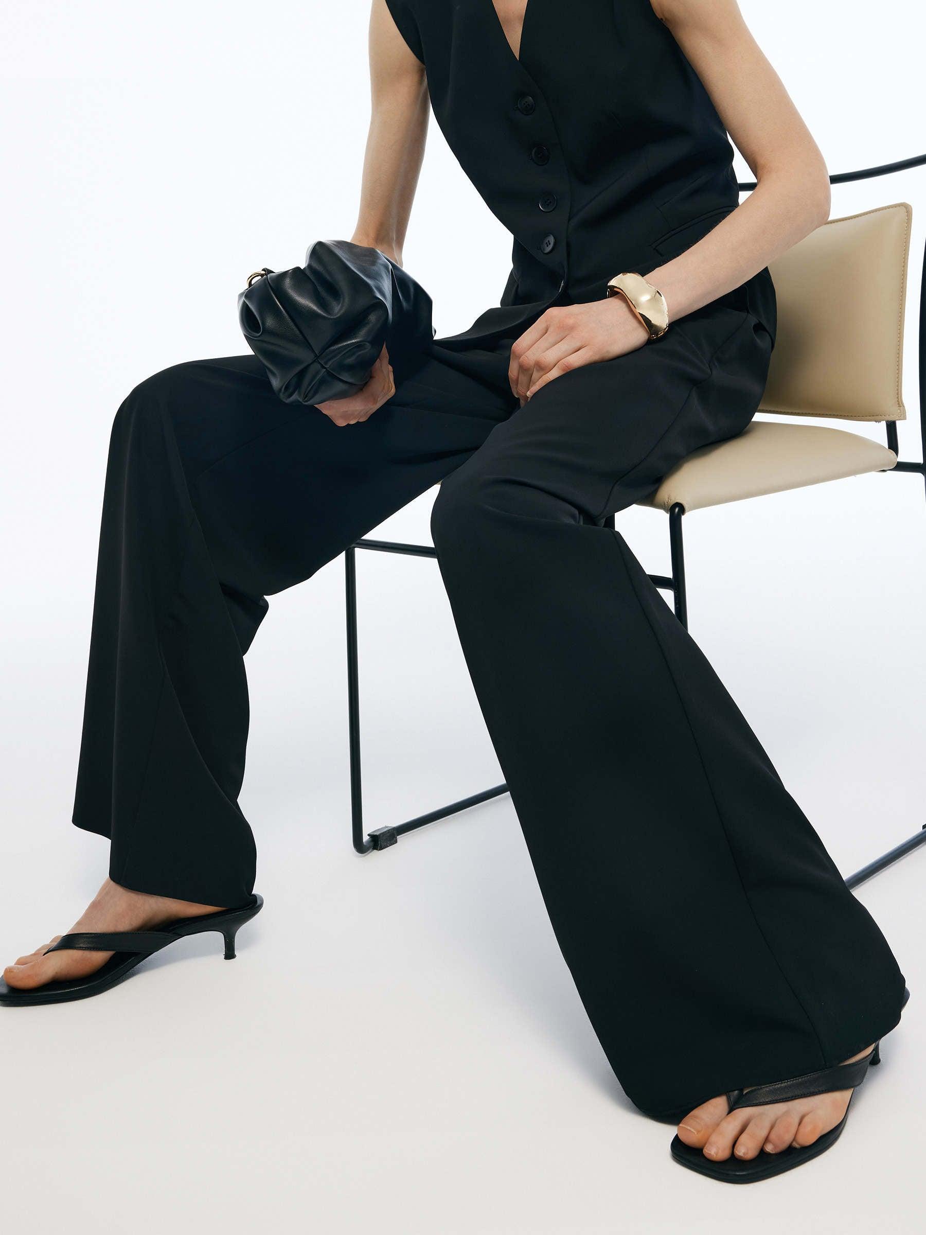 Elastic Waist Stretch Women Loose Straight Leg Pants Product Image