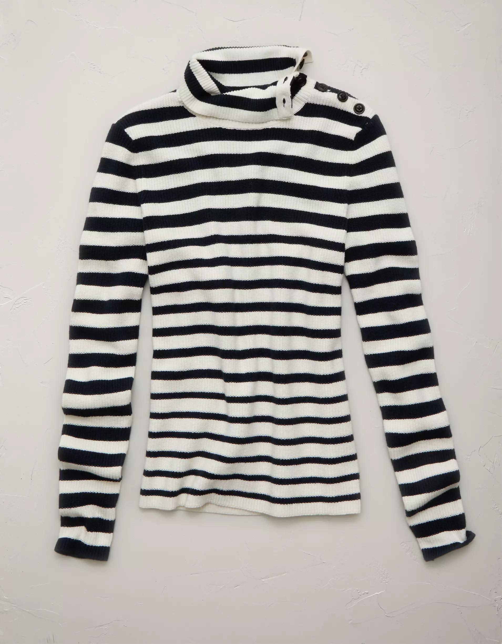 AE77 Premium Striped Shaker Stitch Sweater Product Image