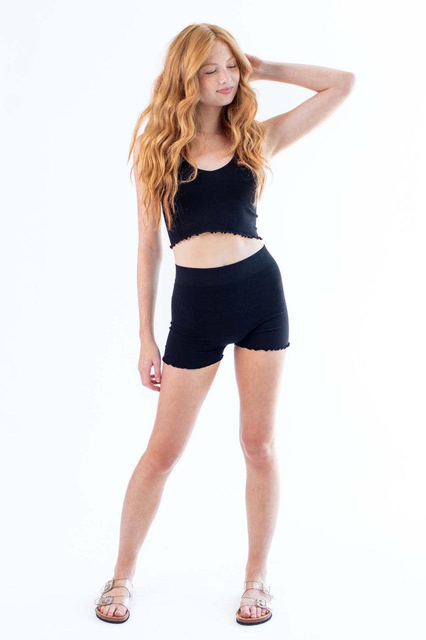 Black Matching Seamless Shorts and Cami Product Image