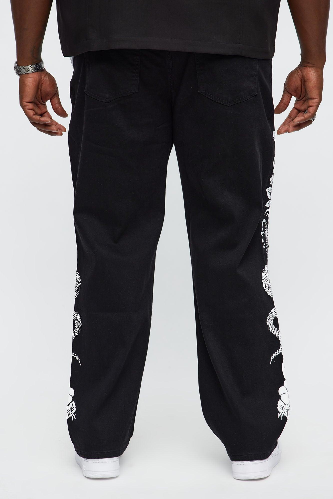Straight Snakes WIthin Roses Studded Jeans - Black Male Product Image