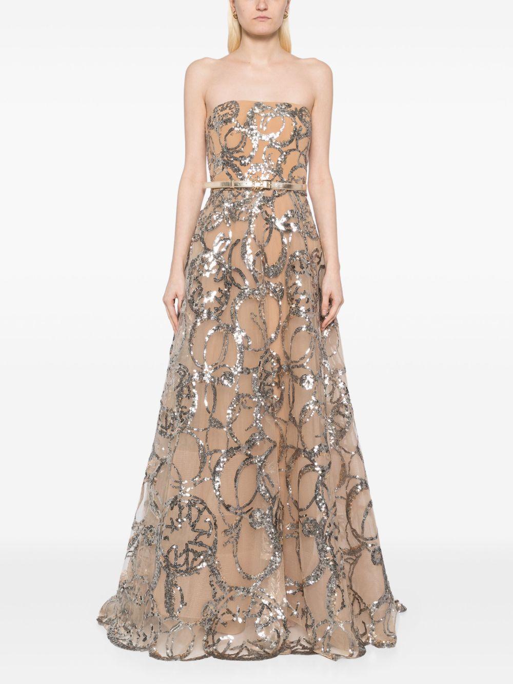 embroidered strapless gown Product Image