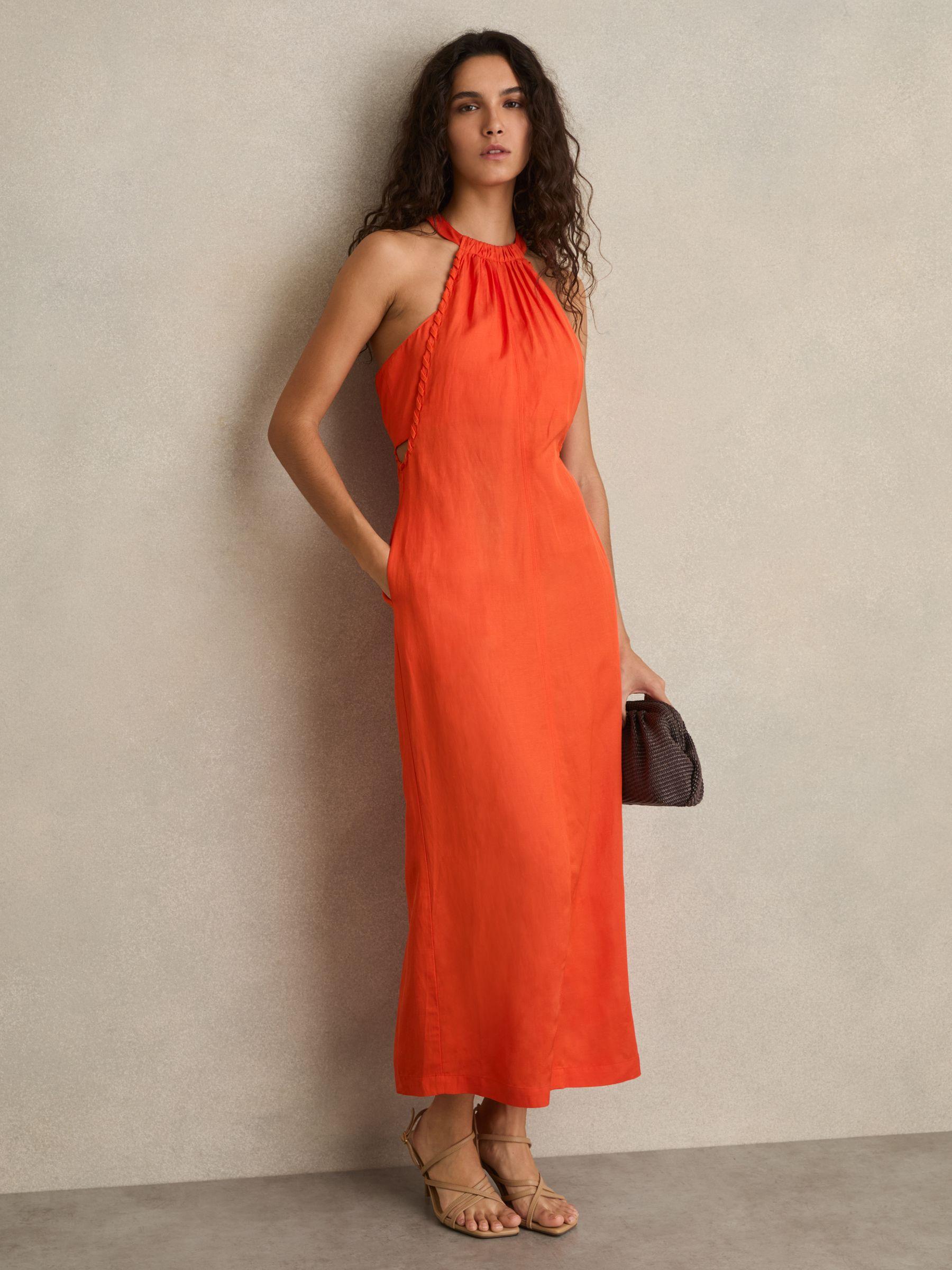 Petite Linen Belted Wide-Leg Trousers in White Product Image