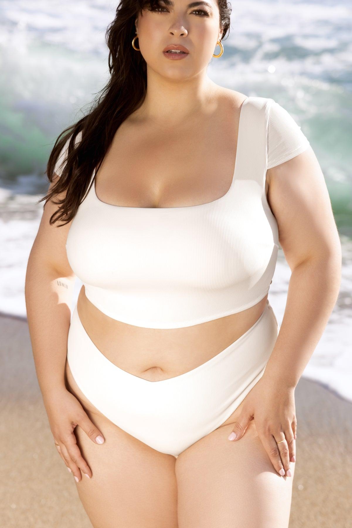 Low Tide Super Cheeky Bikini Bottom - Cream Rib Product Image