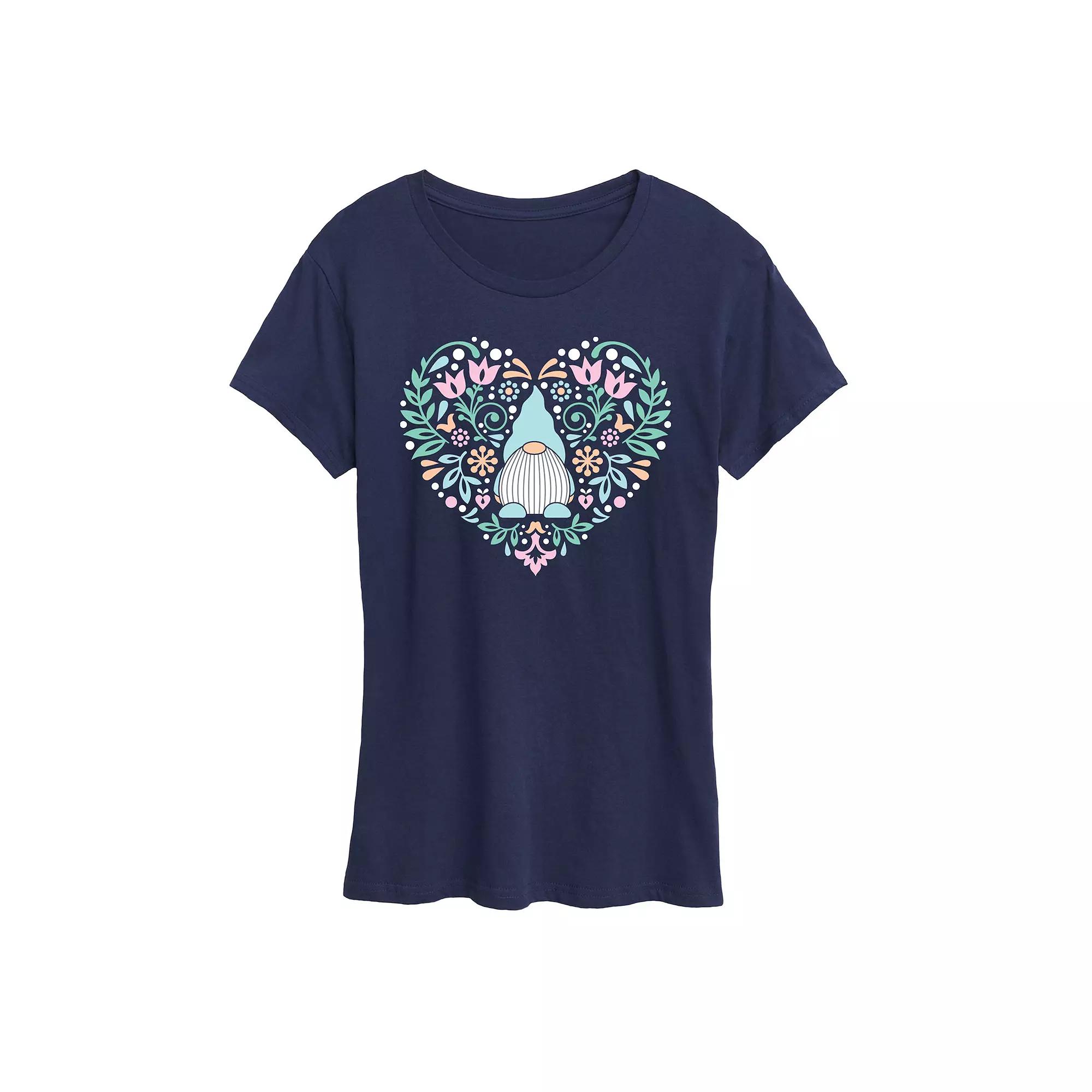 Women's Scandinavian Gnome Heart Graphic Tee,  Product Image