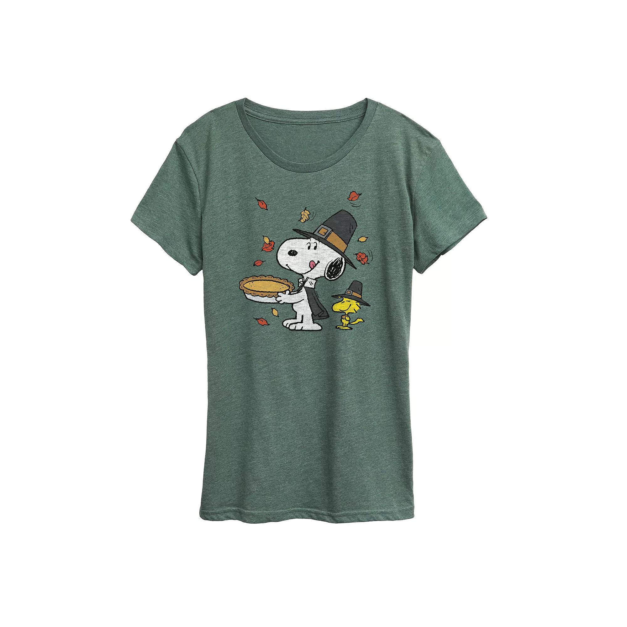 Women's Peanuts Snoopy & Woodstock Thanksgiving Scene Graphic Tee, Girl's,  Product Image