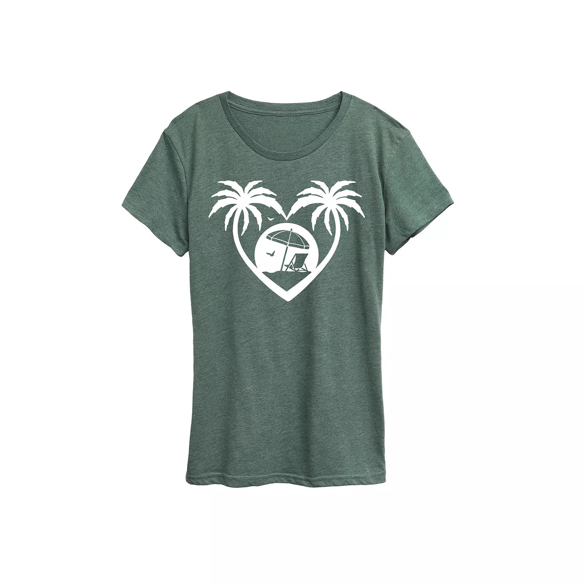 Women's Palm Trees Heart Scene Graphic Tee,  Product Image